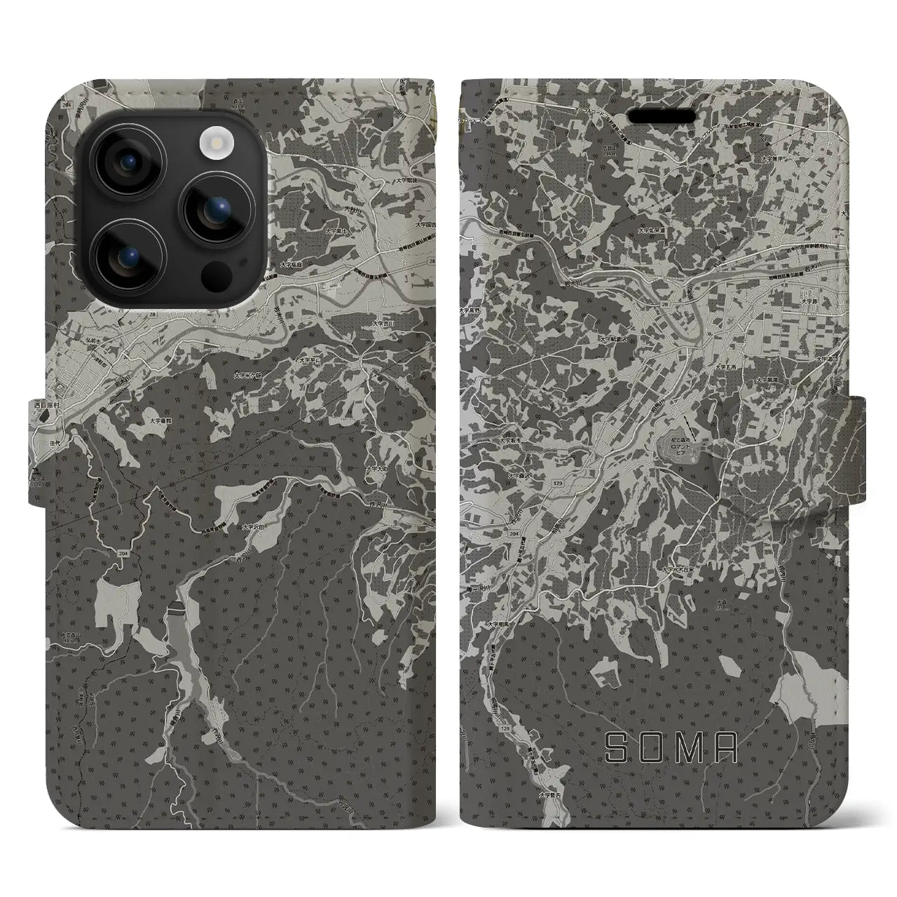 【相馬(青森県)】地図柄iPhoneケース(手帳タイプ)