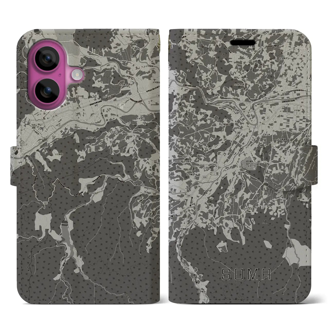 【相馬(青森県)】地図柄iPhoneケース(手帳タイプ)