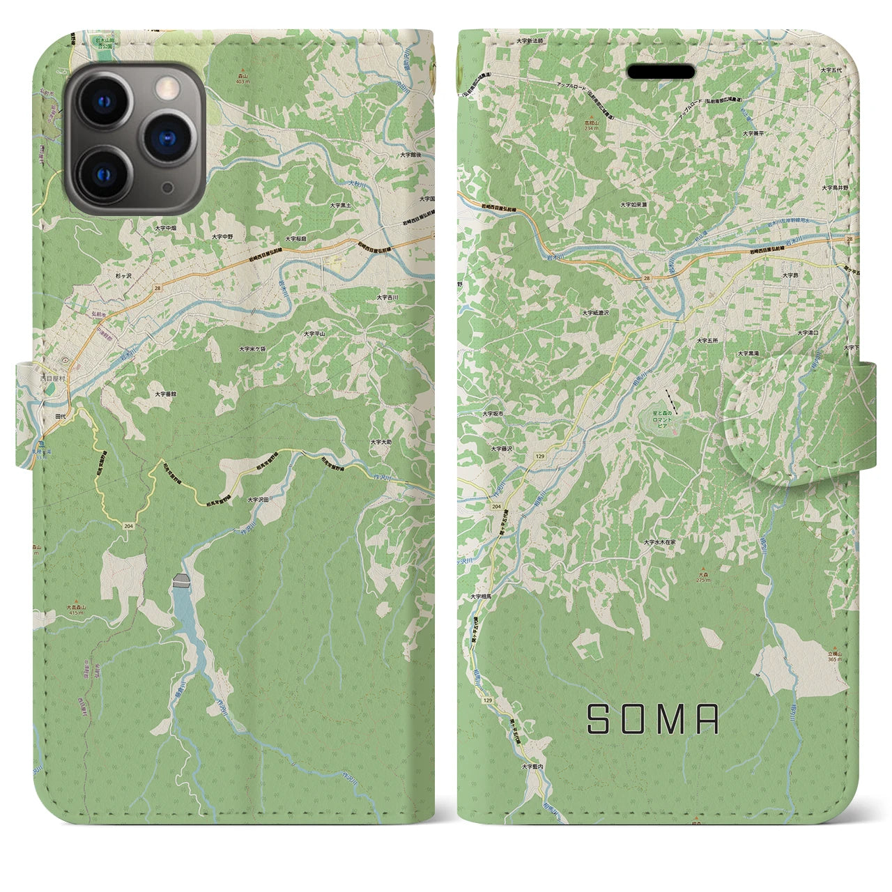 【相馬(青森県)】地図柄iPhoneケース(手帳タイプ)