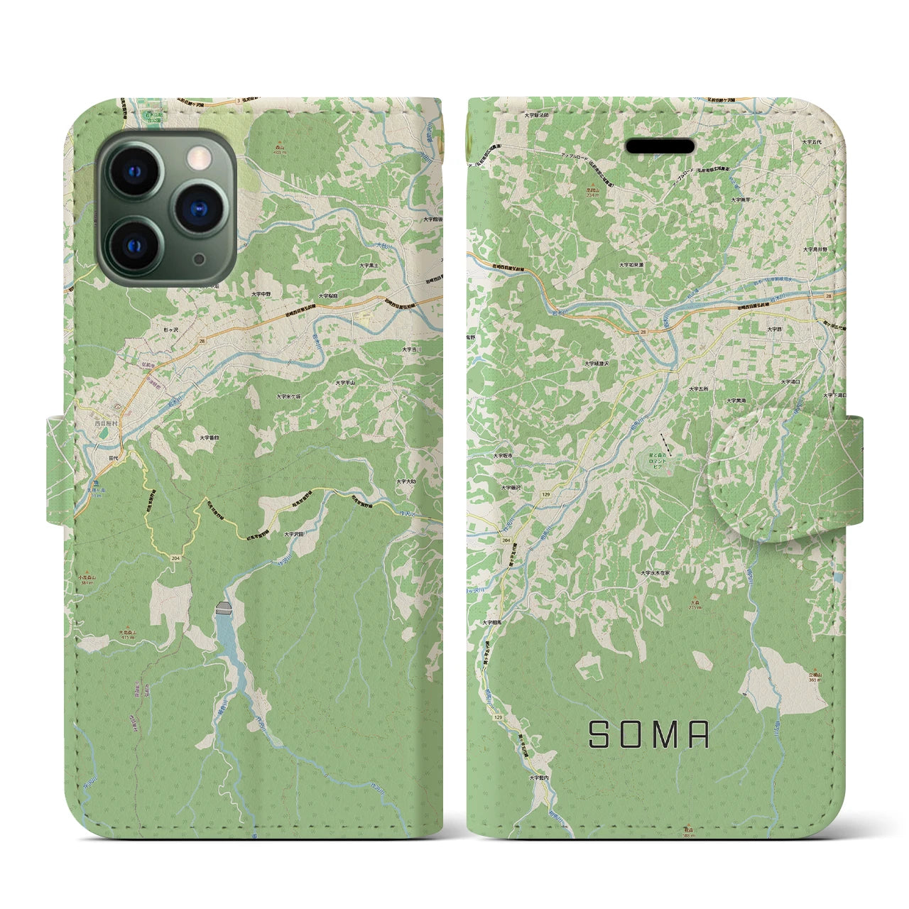 【相馬(青森県)】地図柄iPhoneケース(手帳タイプ)