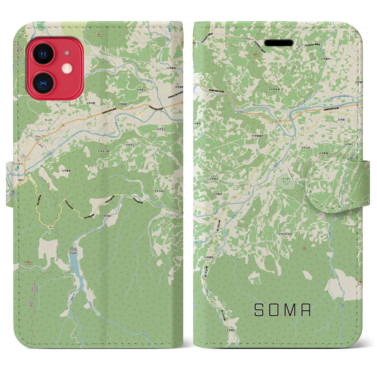 【相馬(青森県)】地図柄iPhoneケース(手帳タイプ)