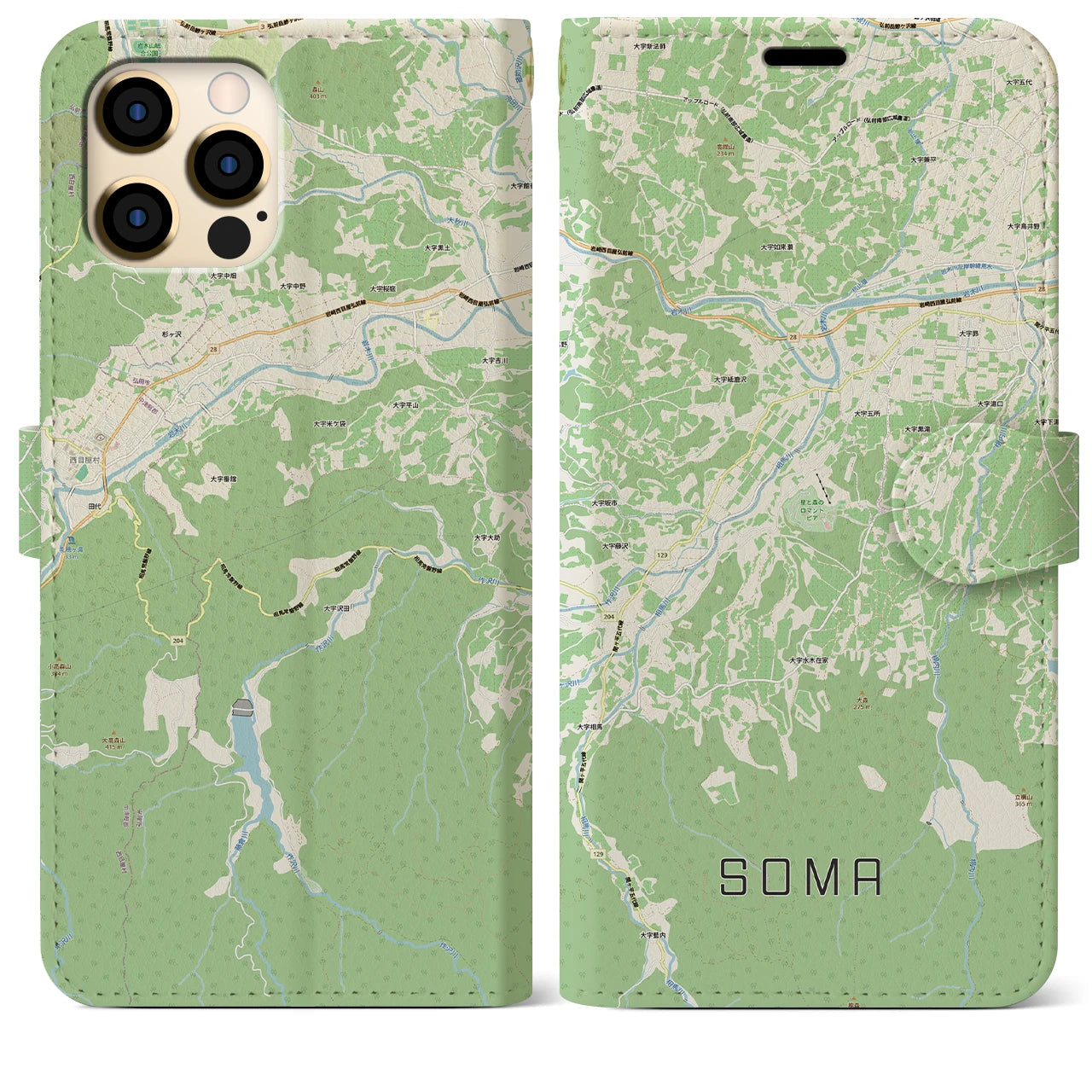 【相馬(青森県)】地図柄iPhoneケース(手帳タイプ)