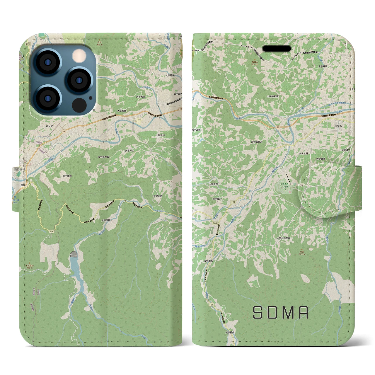 【相馬(青森県)】地図柄iPhoneケース(手帳タイプ)