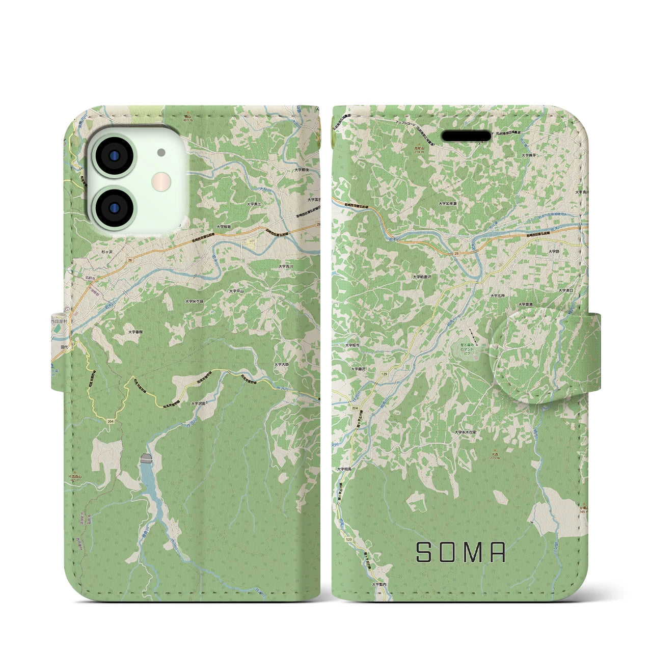 【相馬(青森県)】地図柄iPhoneケース(手帳タイプ)