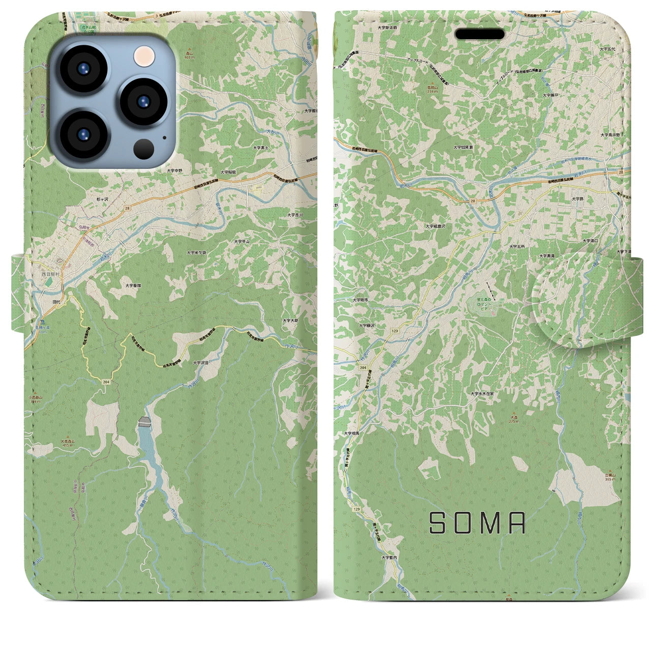 【相馬(青森県)】地図柄iPhoneケース(手帳タイプ)