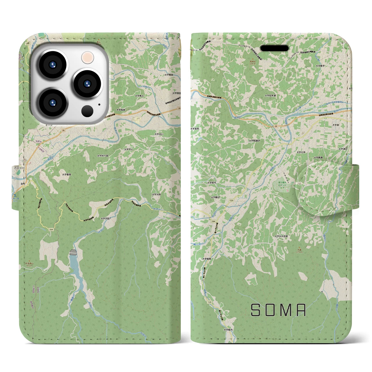 【相馬(青森県)】地図柄iPhoneケース(手帳タイプ)