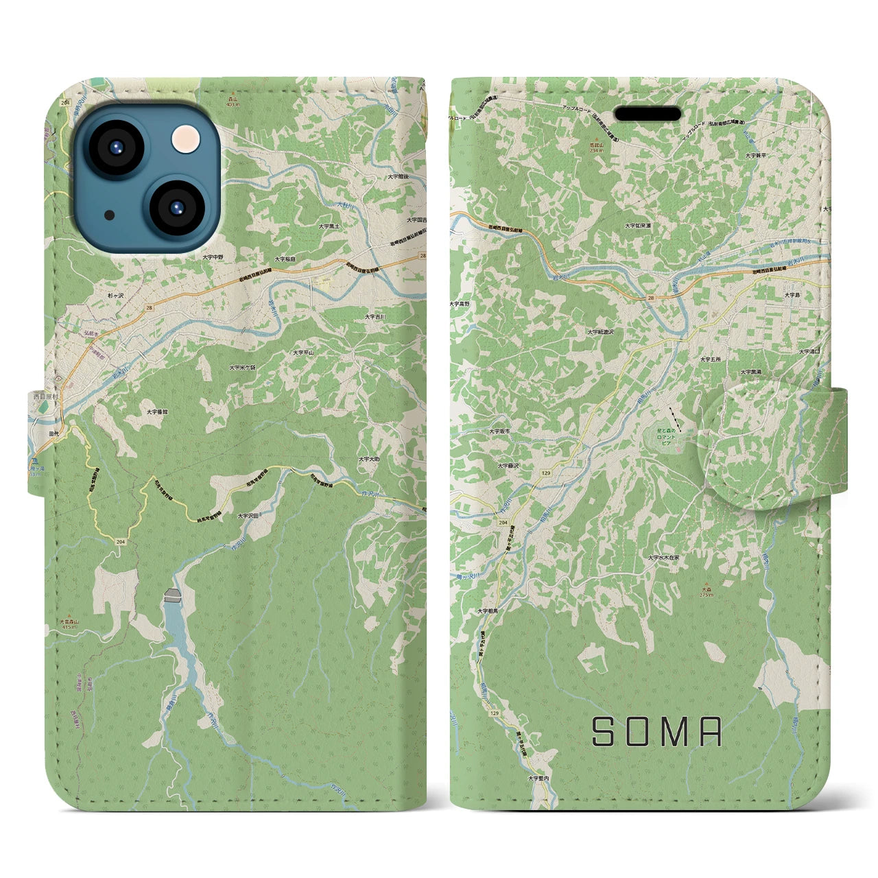 【相馬(青森県)】地図柄iPhoneケース(手帳タイプ)