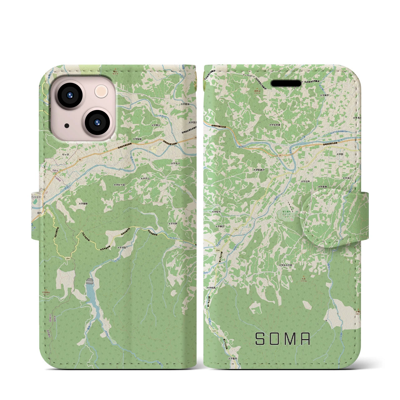 【相馬(青森県)】地図柄iPhoneケース(手帳タイプ)
