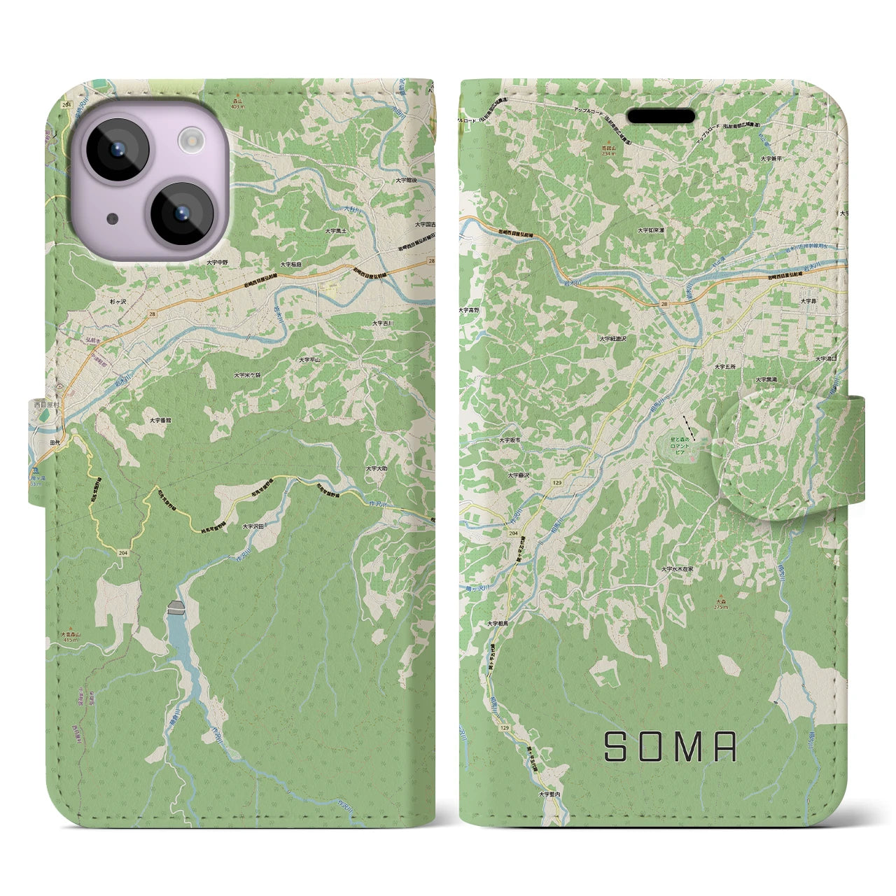 【相馬(青森県)】地図柄iPhoneケース(手帳タイプ)