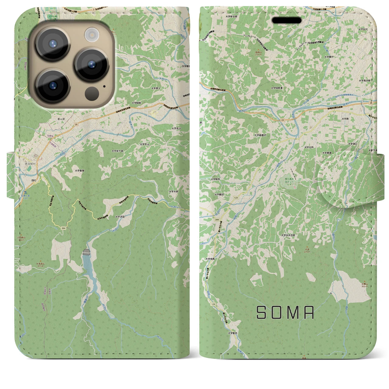 【相馬(青森県)】地図柄iPhoneケース(手帳タイプ)