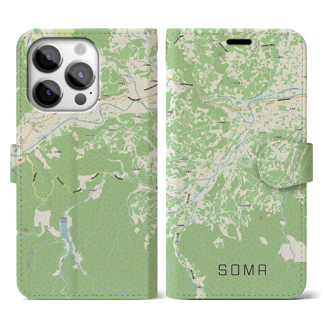 【相馬(青森県)】地図柄iPhoneケース(手帳タイプ)