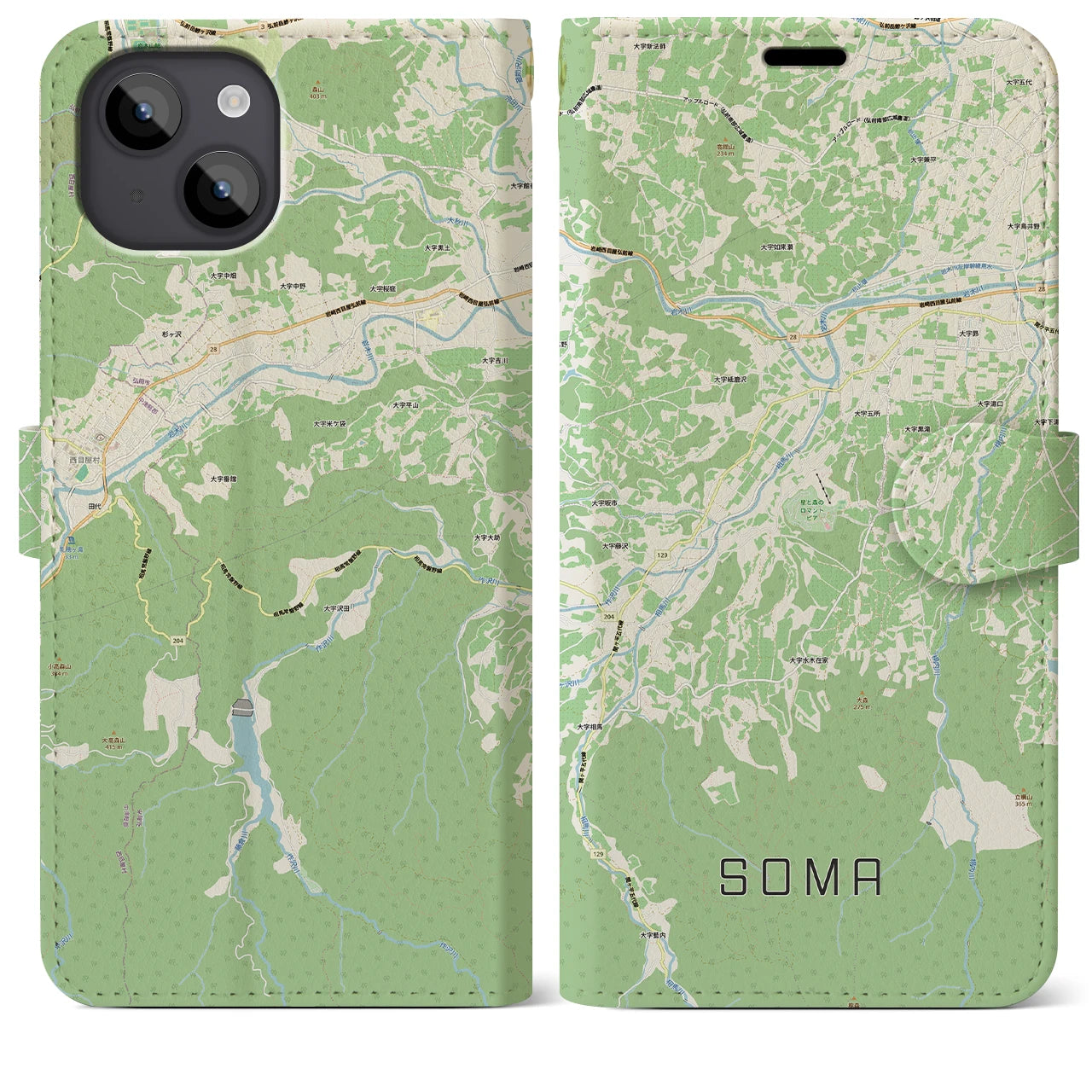 【相馬(青森県)】地図柄iPhoneケース(手帳タイプ)