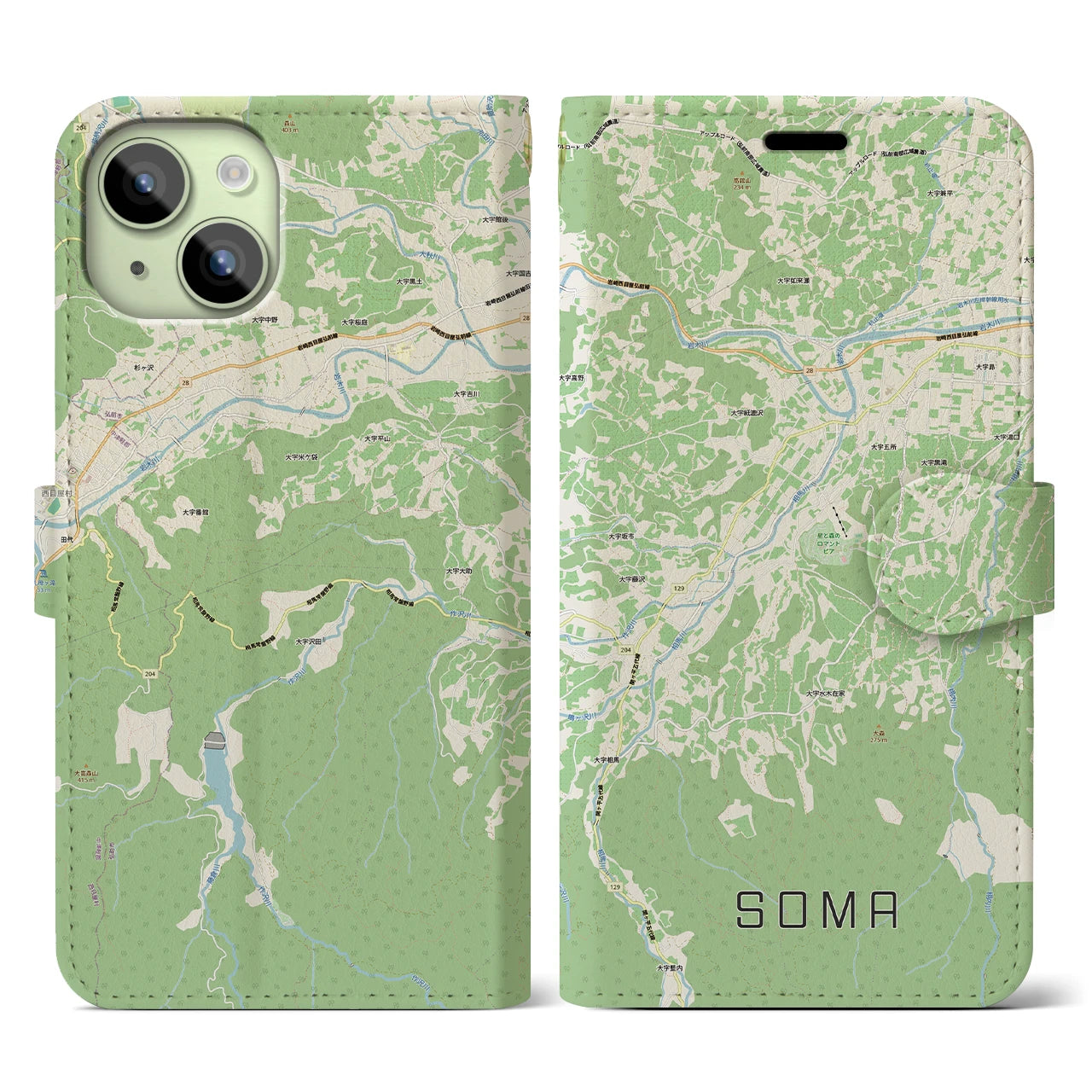 【相馬(青森県)】地図柄iPhoneケース(手帳タイプ)