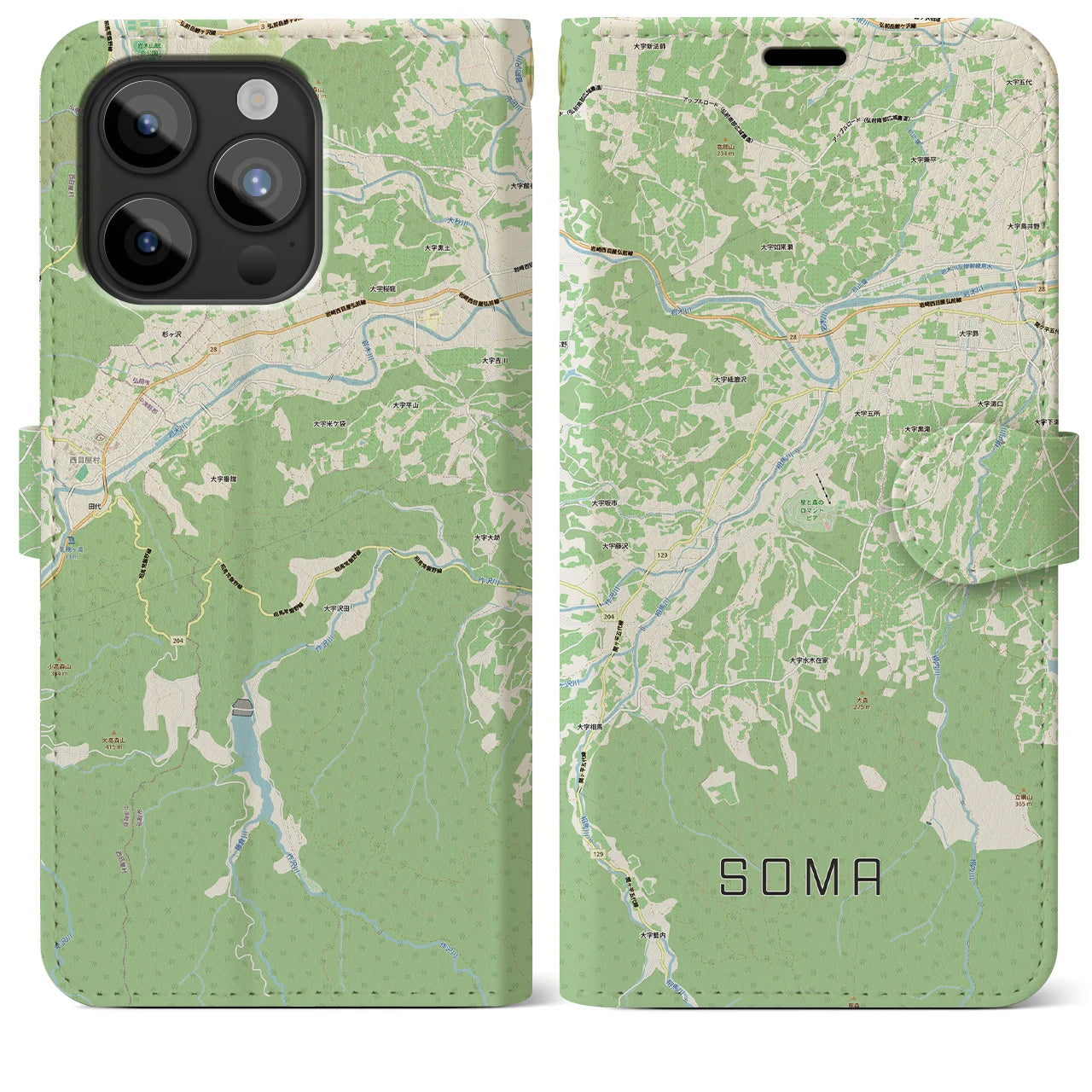 【相馬(青森県)】地図柄iPhoneケース(手帳タイプ)