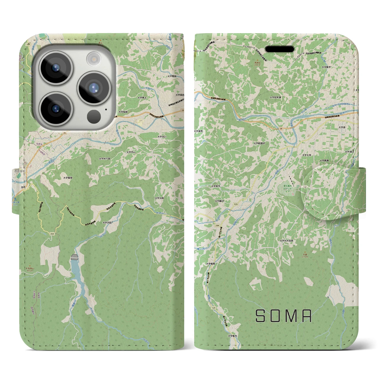 【相馬(青森県)】地図柄iPhoneケース(手帳タイプ)