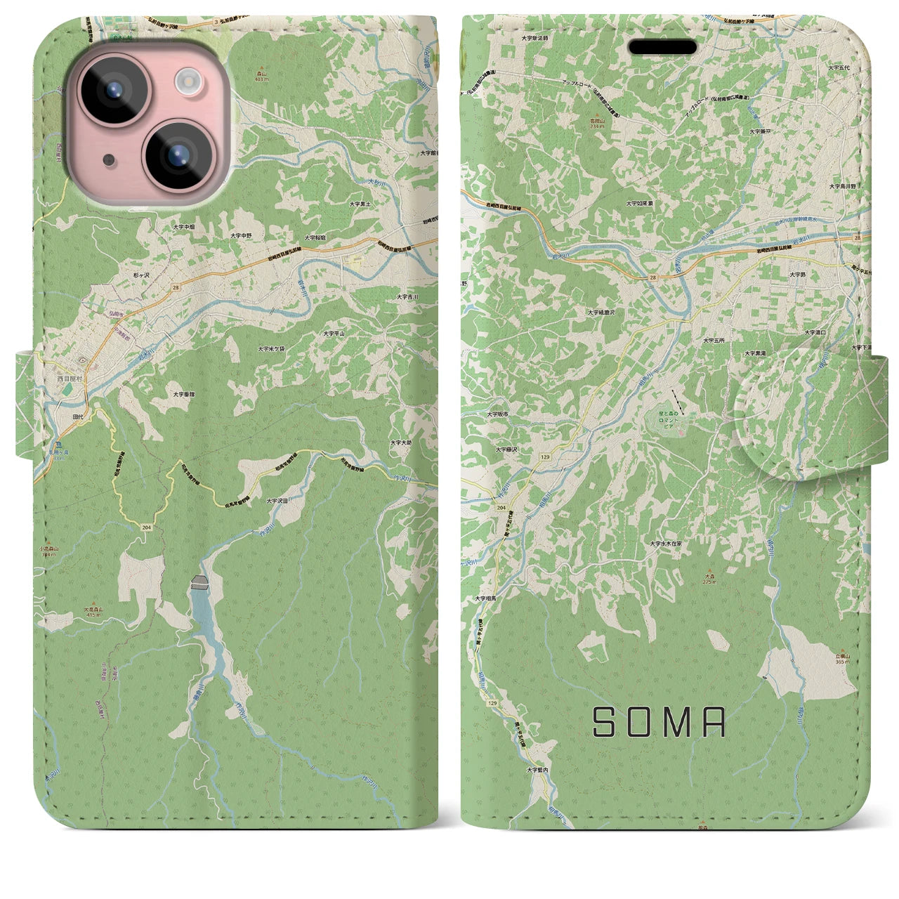 【相馬(青森県)】地図柄iPhoneケース(手帳タイプ)