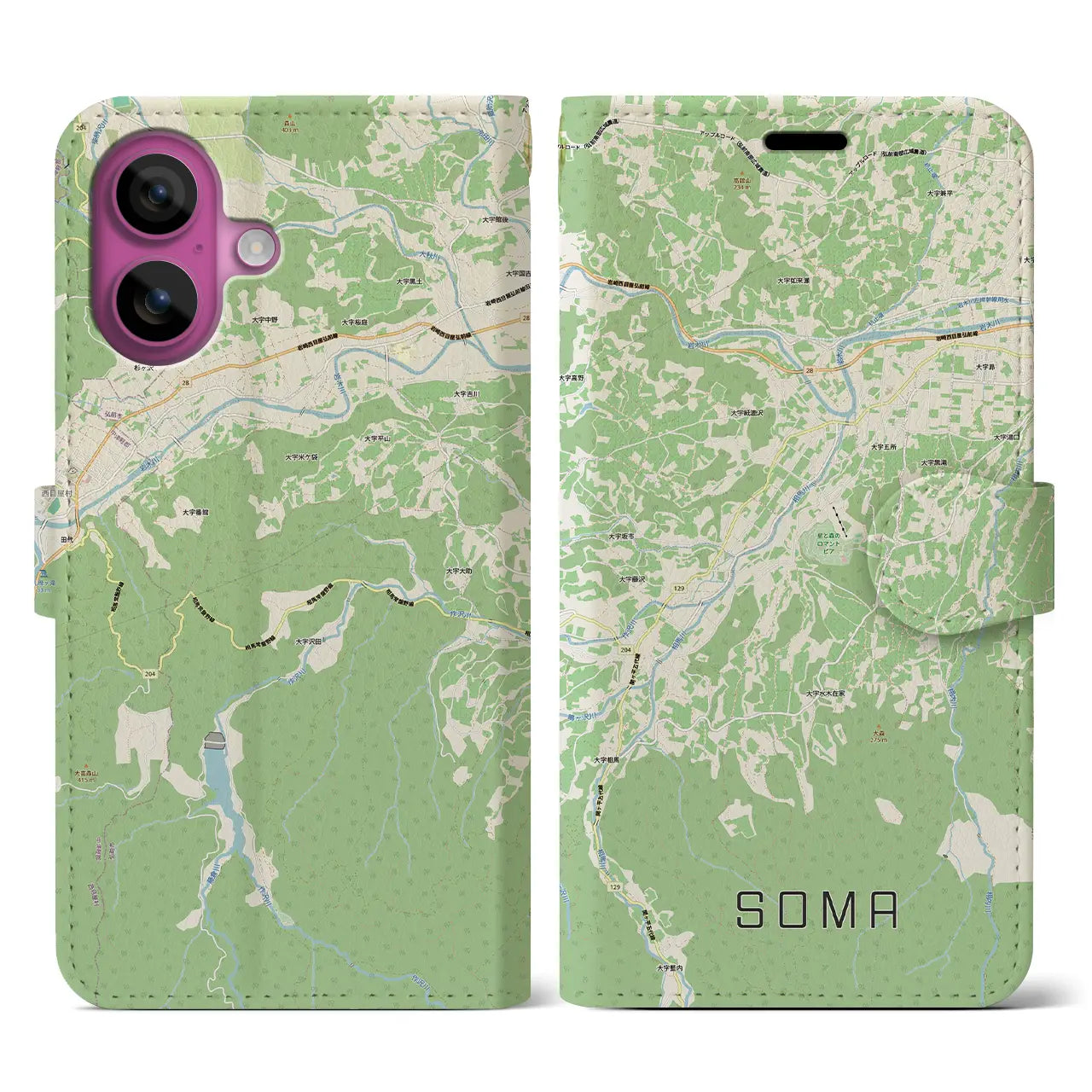 【相馬(青森県)】地図柄iPhoneケース(手帳タイプ)