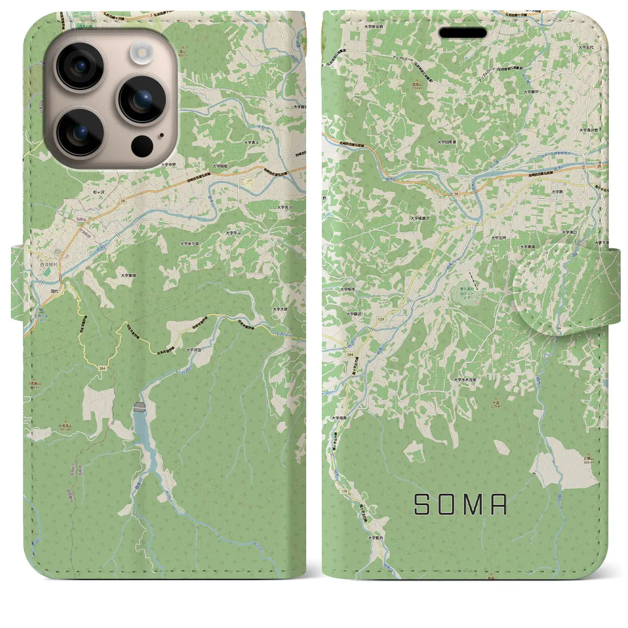 【相馬(青森県)】地図柄iPhoneケース(手帳タイプ)