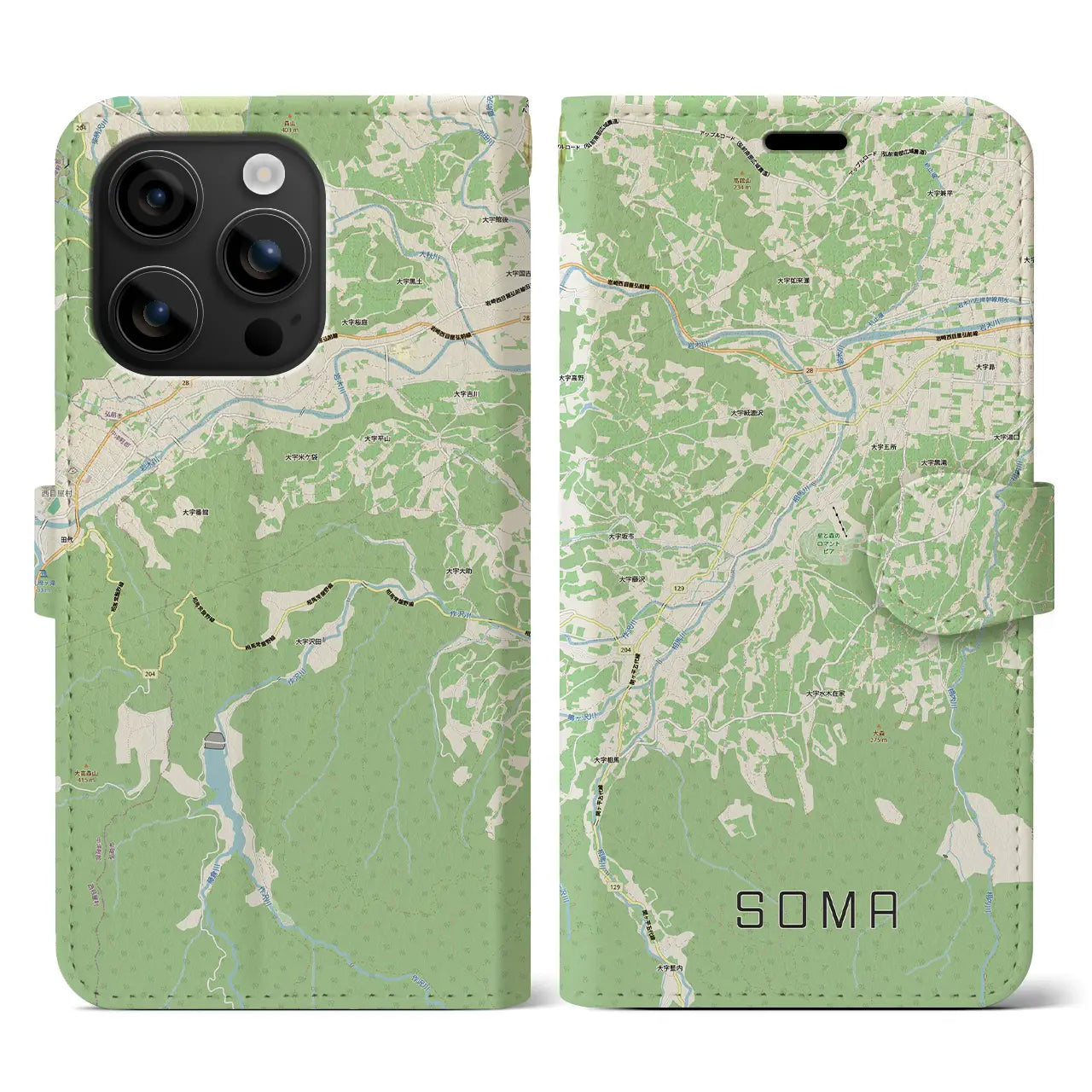 【相馬(青森県)】地図柄iPhoneケース(手帳タイプ)