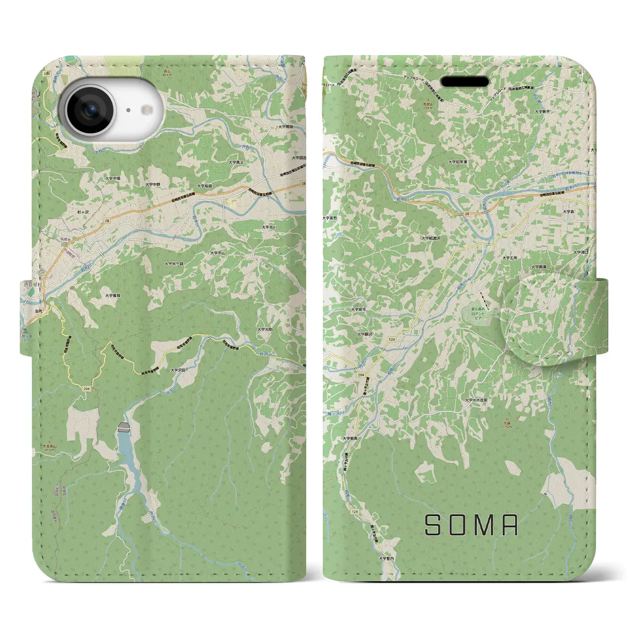 【相馬(青森県)】地図柄iPhoneケース(手帳タイプ)