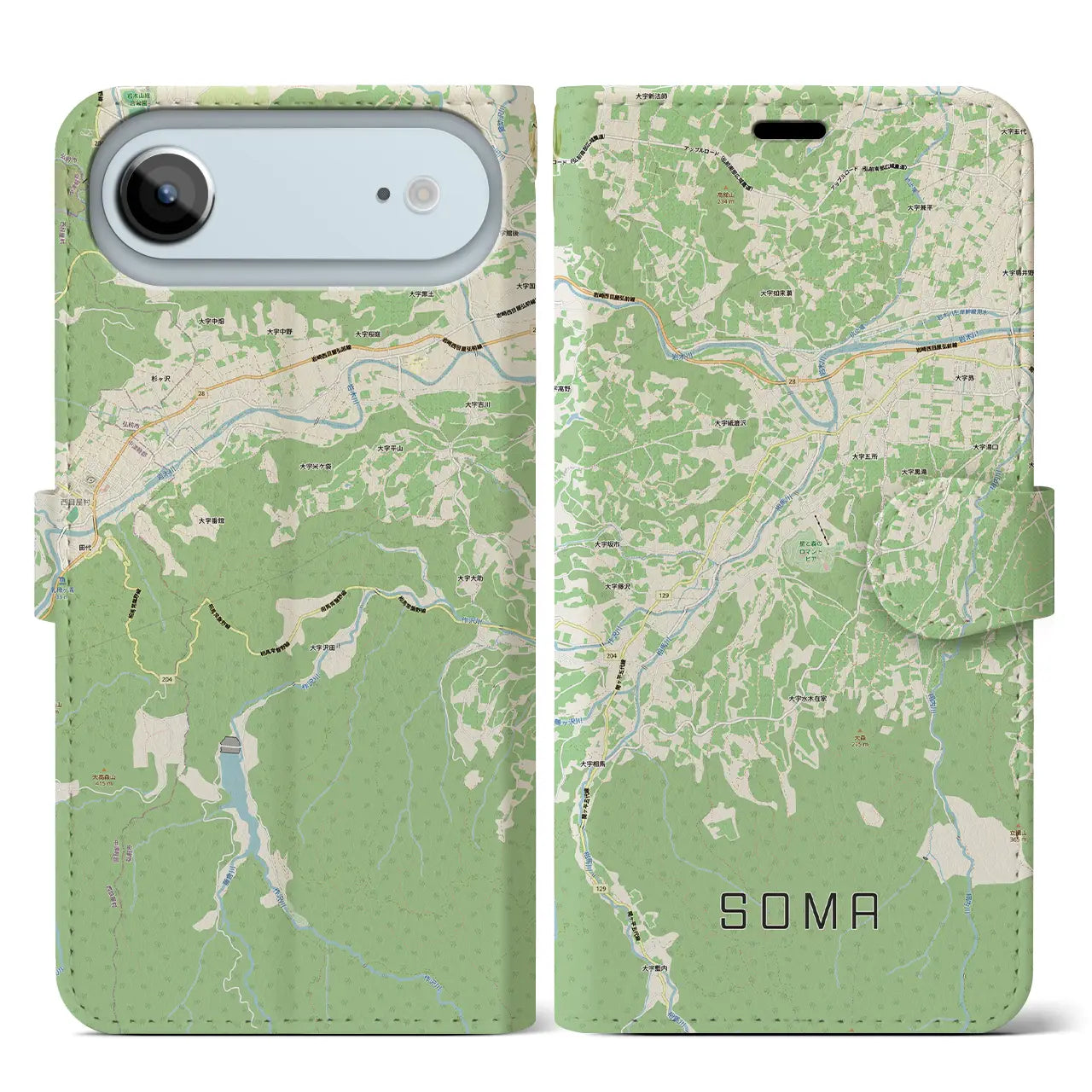 【相馬(青森県)】地図柄iPhoneケース(手帳タイプ)