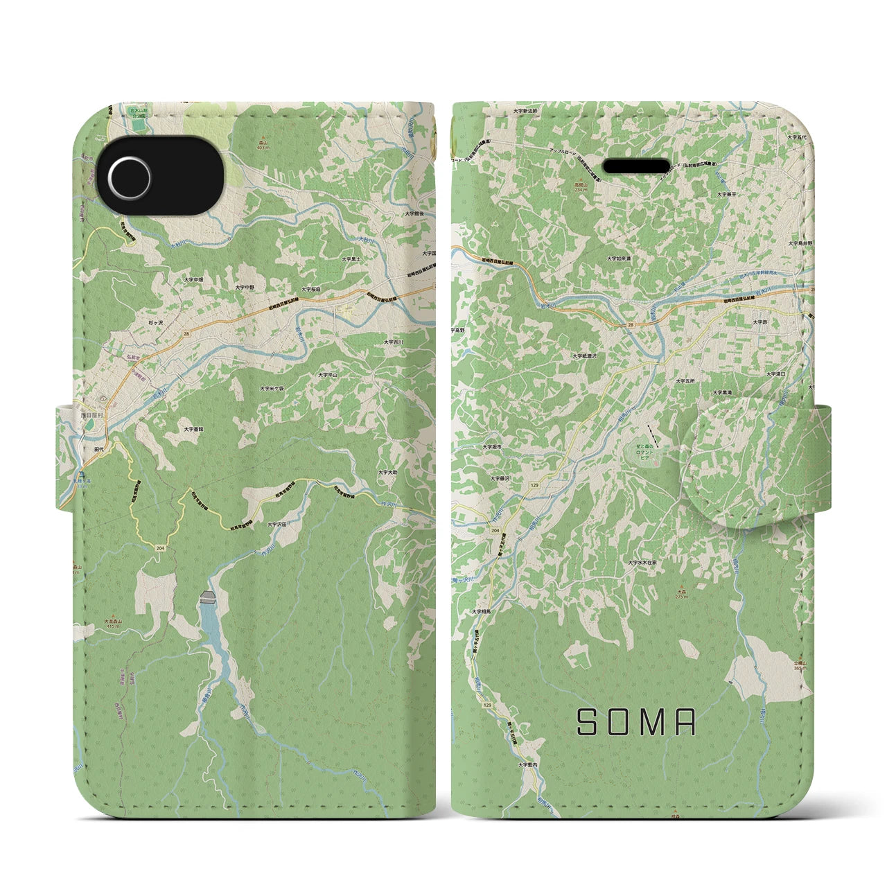 【相馬(青森県)】地図柄iPhoneケース(手帳タイプ)