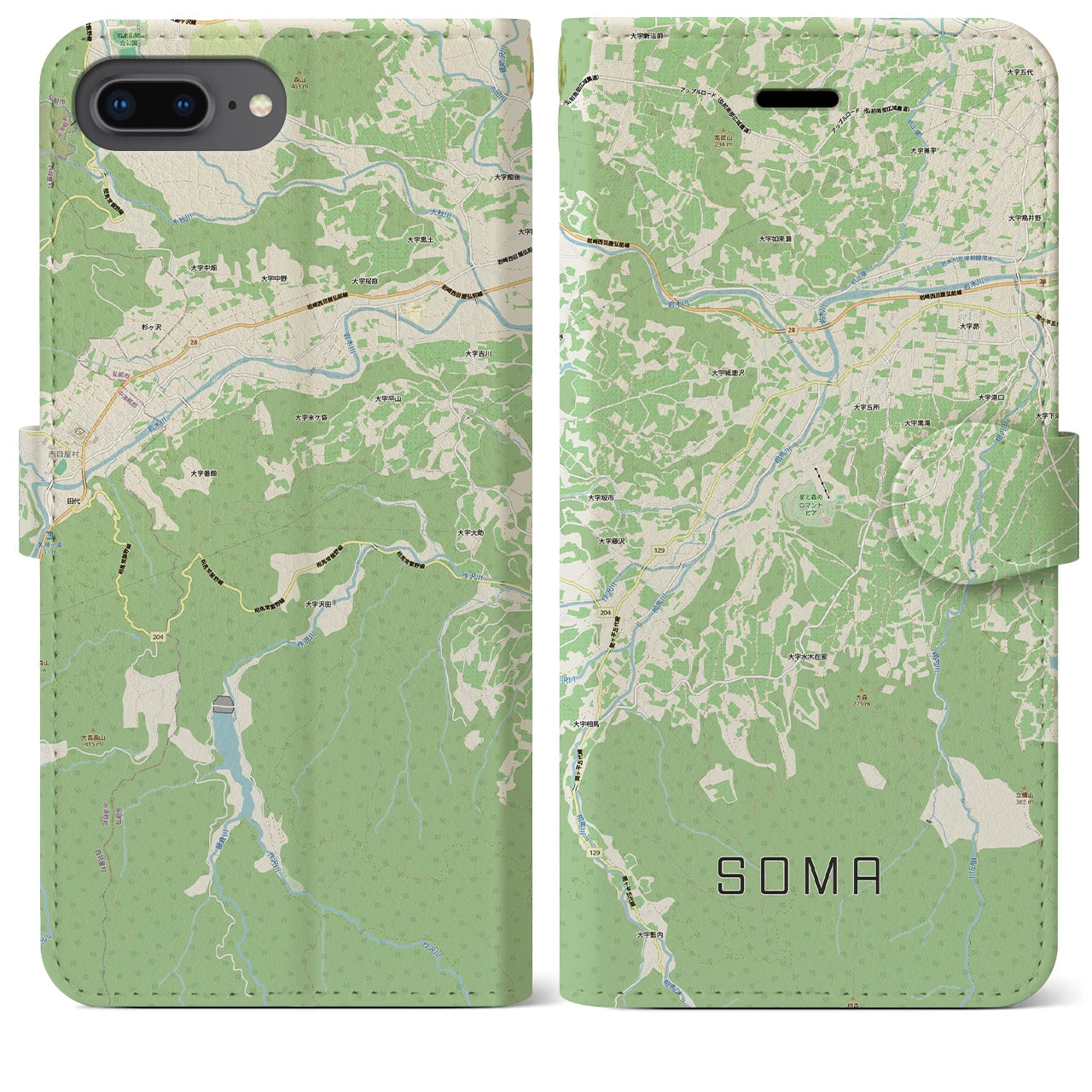 【相馬(青森県)】地図柄iPhoneケース(手帳タイプ)