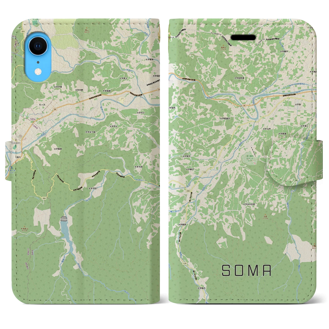 【相馬(青森県)】地図柄iPhoneケース(手帳タイプ)
