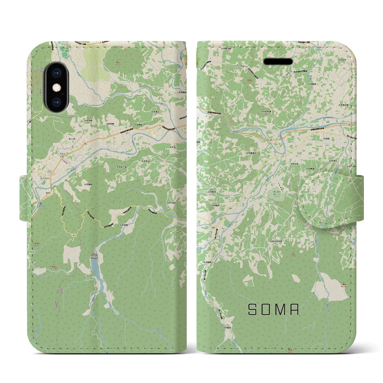 【相馬(青森県)】地図柄iPhoneケース(手帳タイプ)