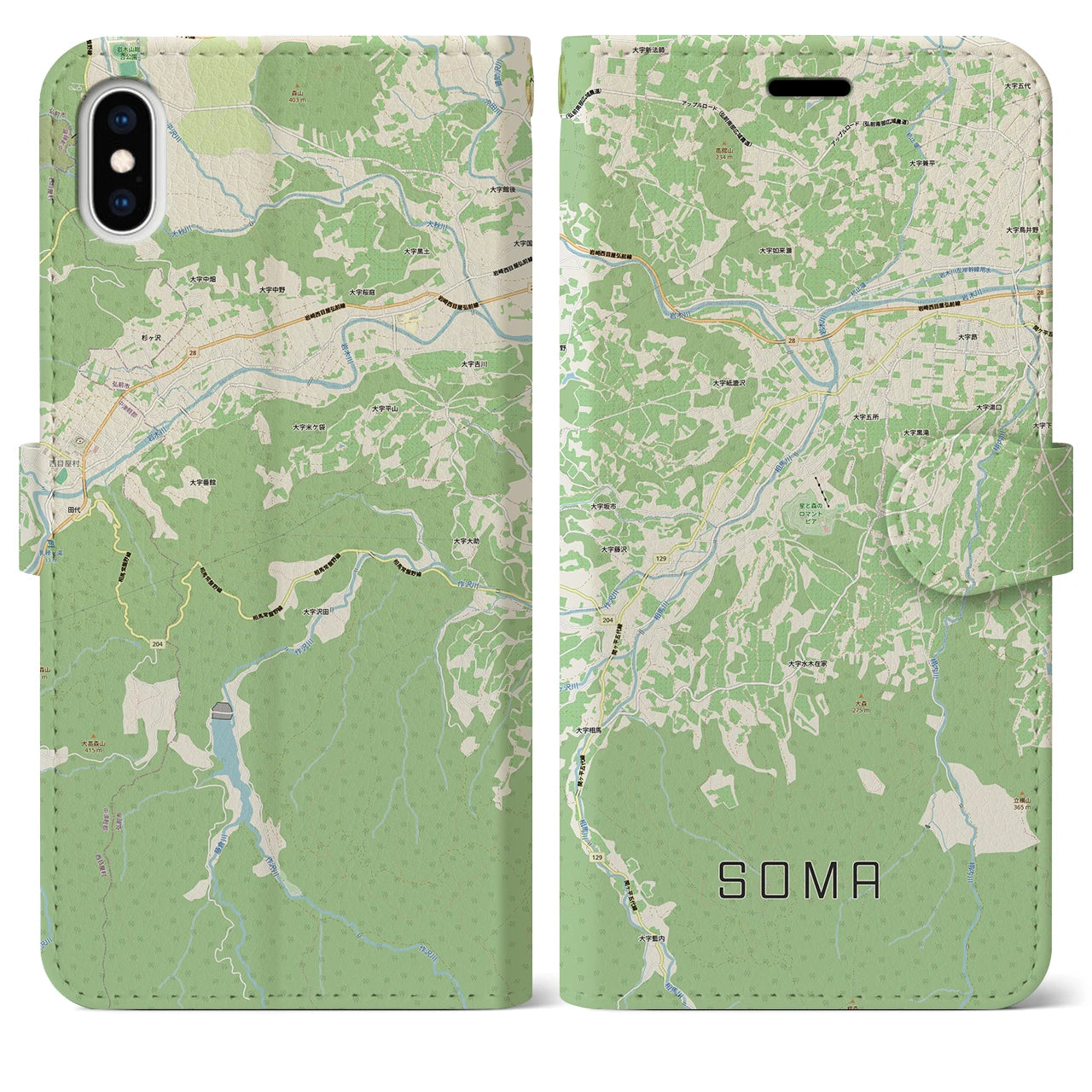 【相馬(青森県)】地図柄iPhoneケース(手帳タイプ)