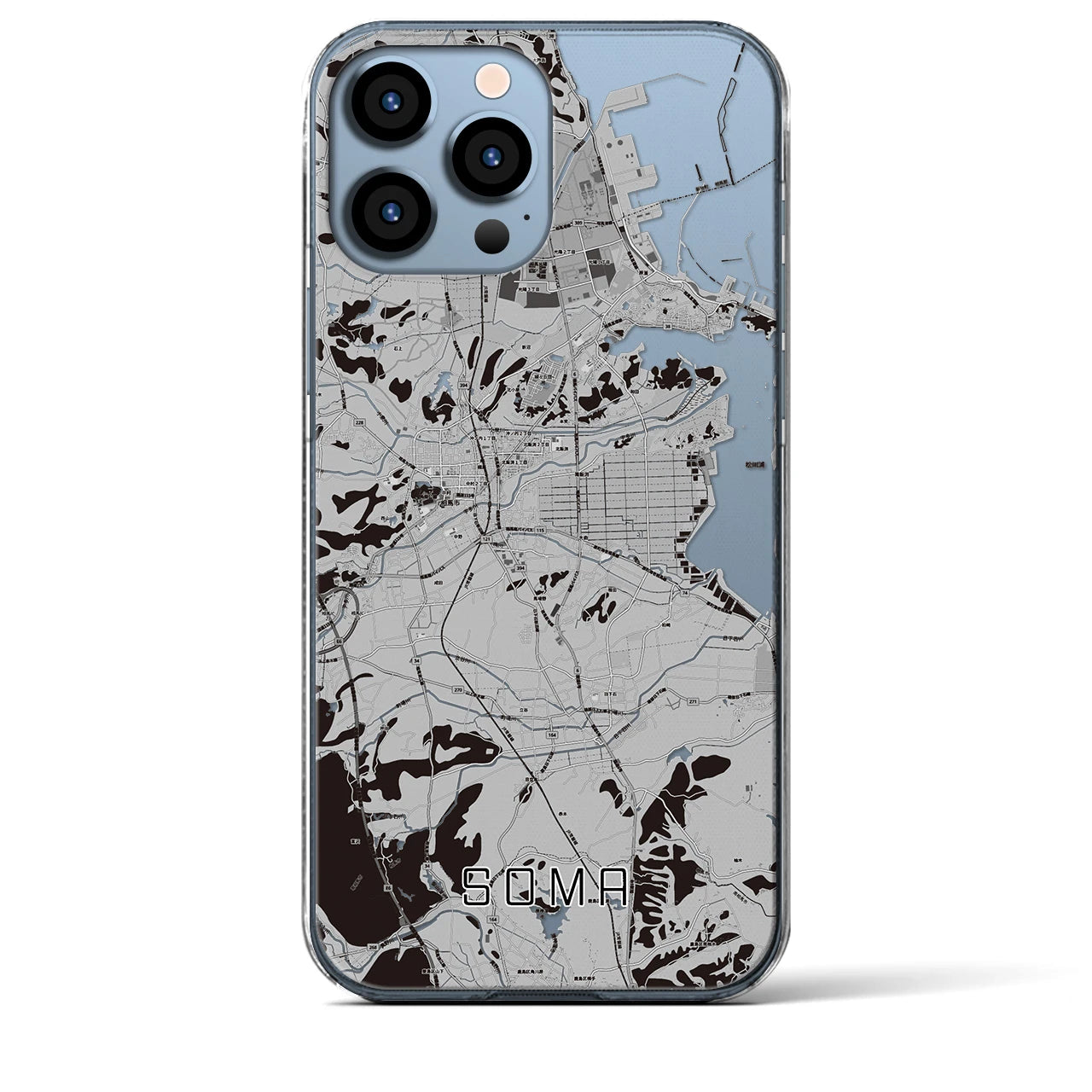 【相馬(福島県)】地図柄iPhoneケース(クリアタイプ)