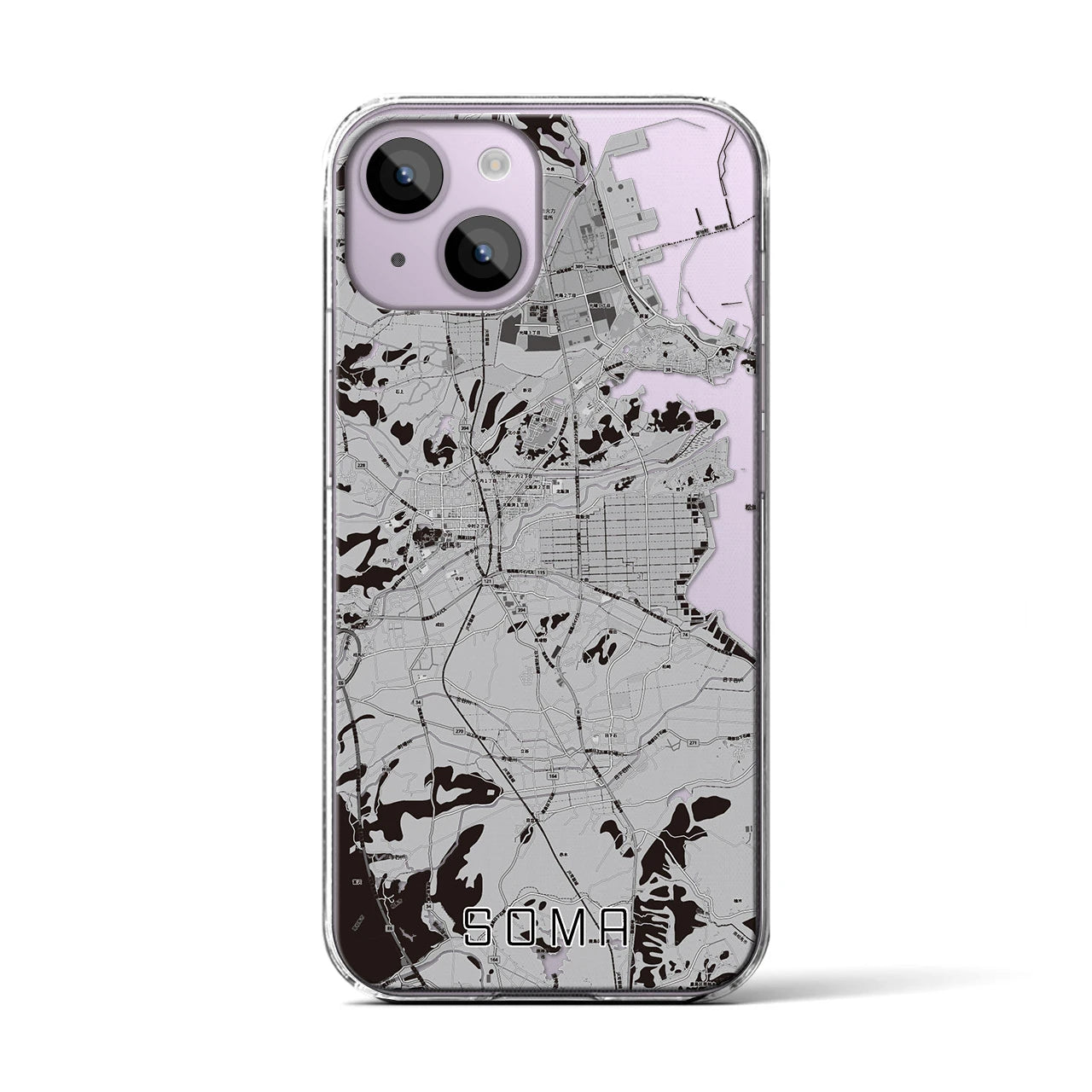 【相馬(福島県)】地図柄iPhoneケース(クリアタイプ)