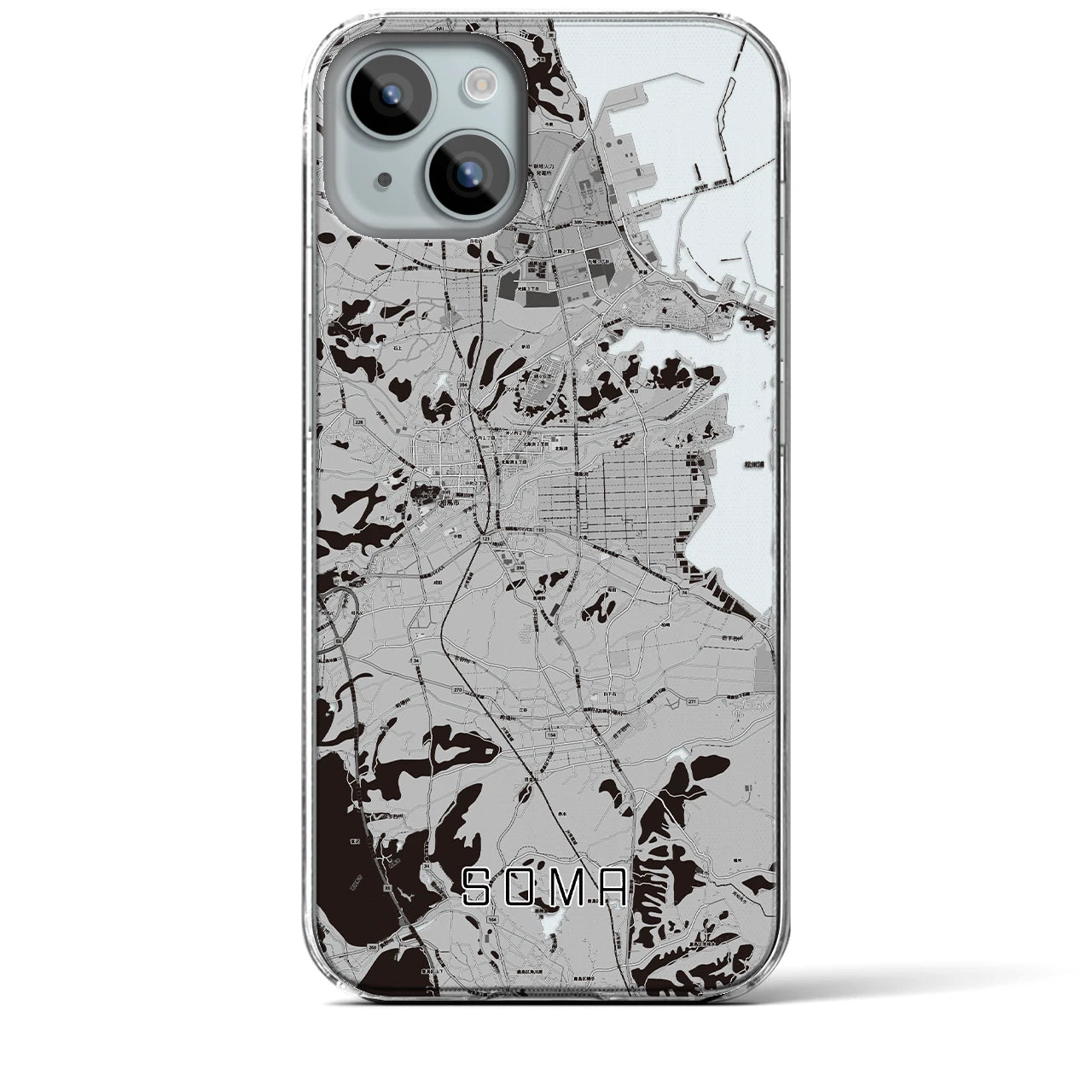 【相馬(福島県)】地図柄iPhoneケース(クリアタイプ)