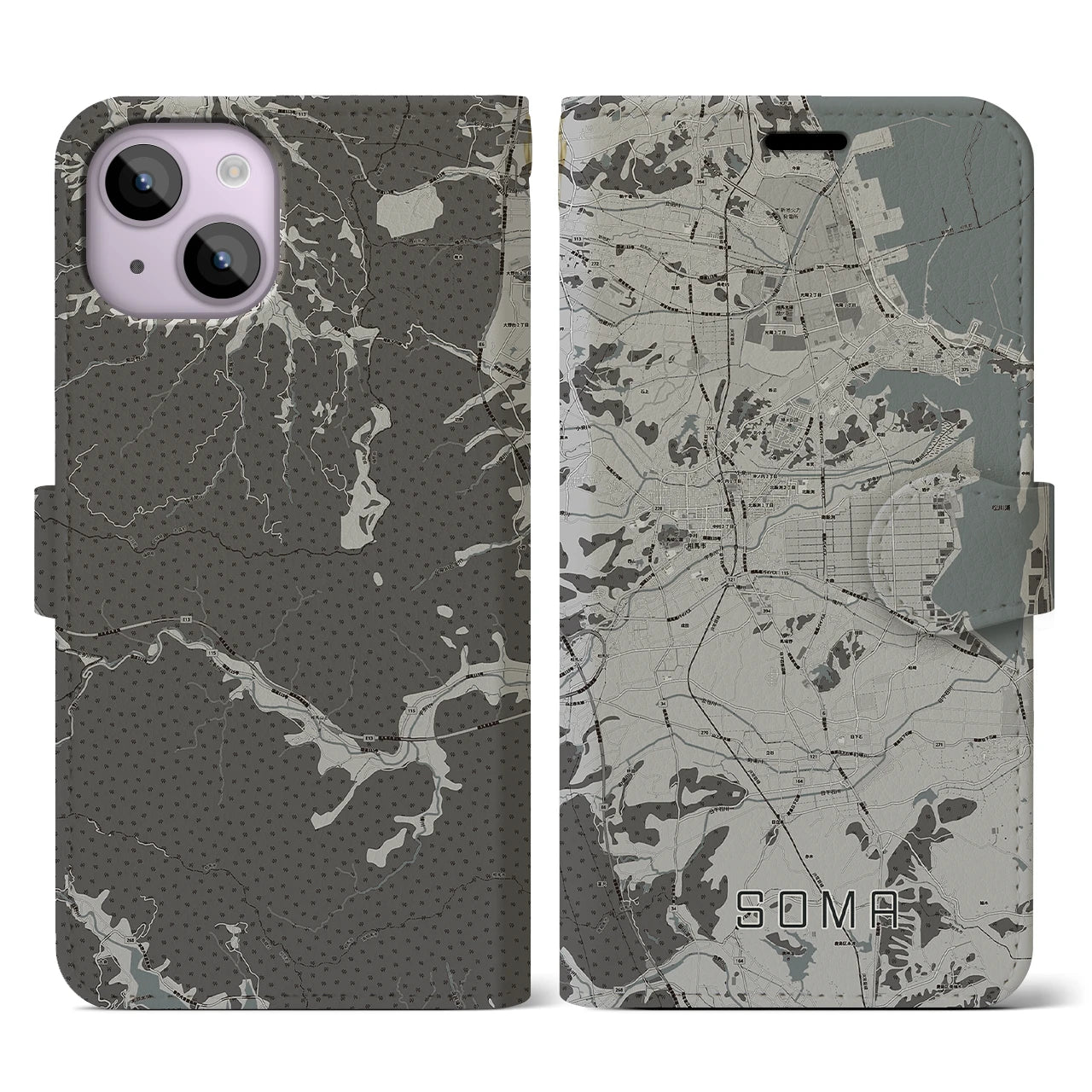 【相馬(福島県)】地図柄iPhoneケース(手帳タイプ)