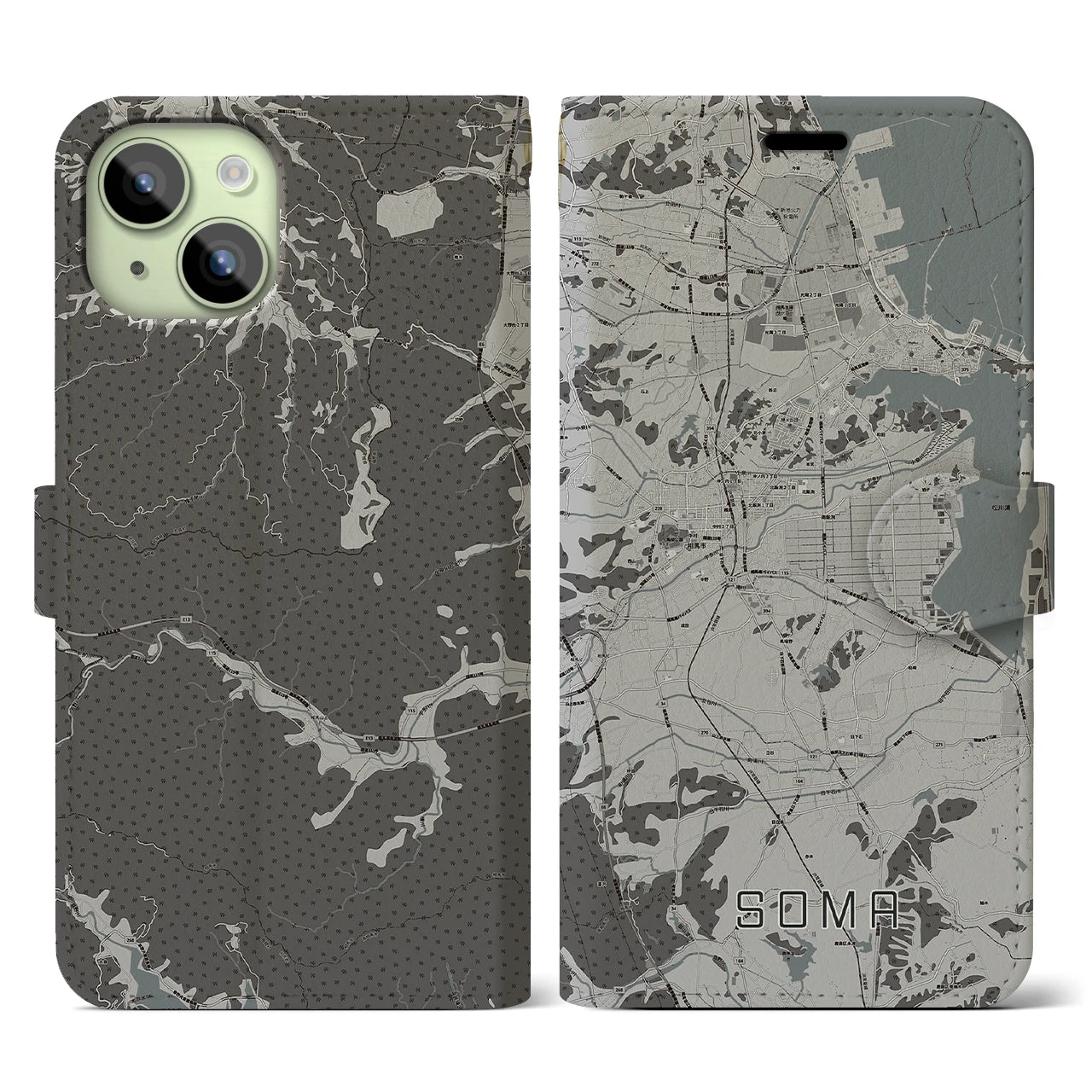 【相馬(福島県)】地図柄iPhoneケース(手帳タイプ)