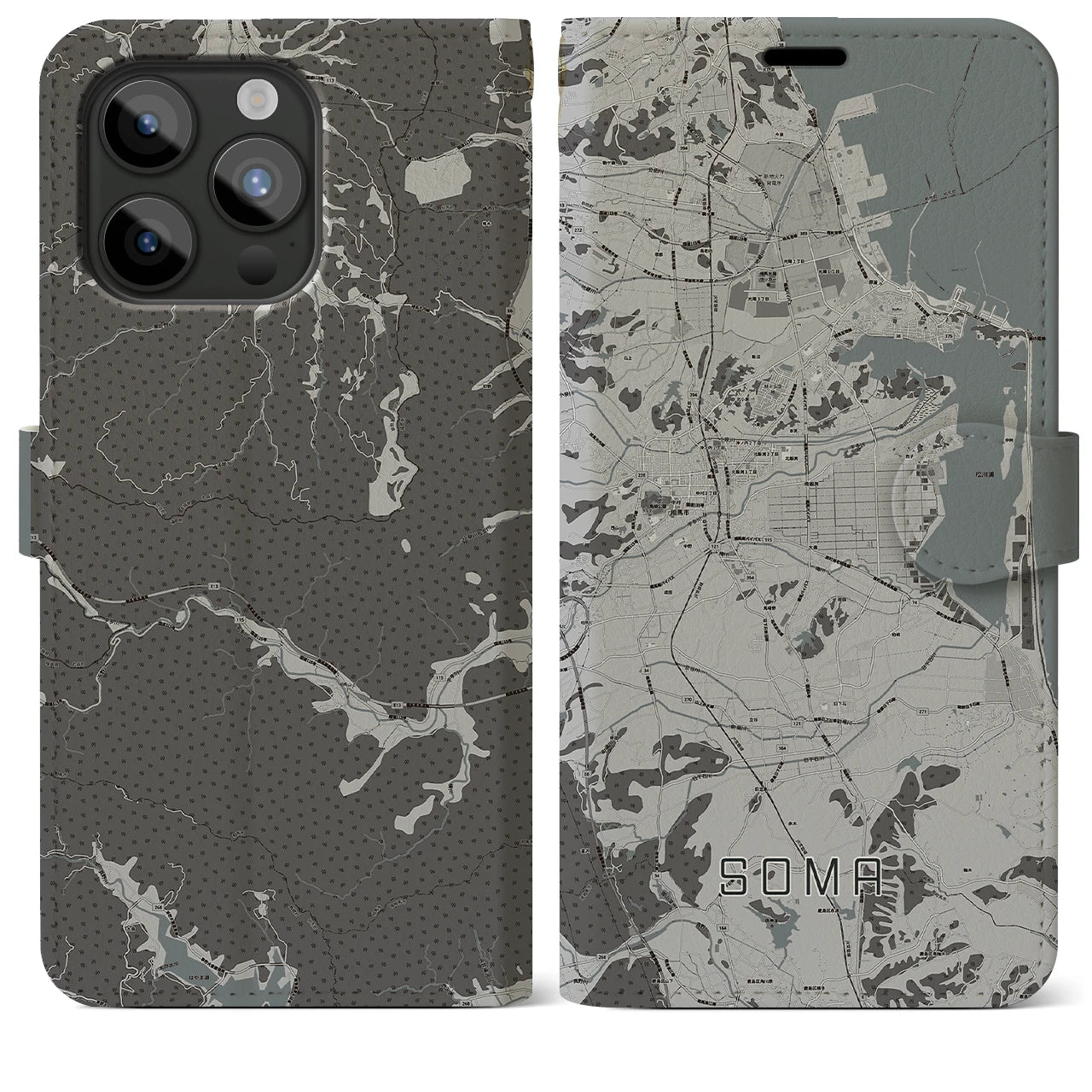 【相馬(福島県)】地図柄iPhoneケース(手帳タイプ)