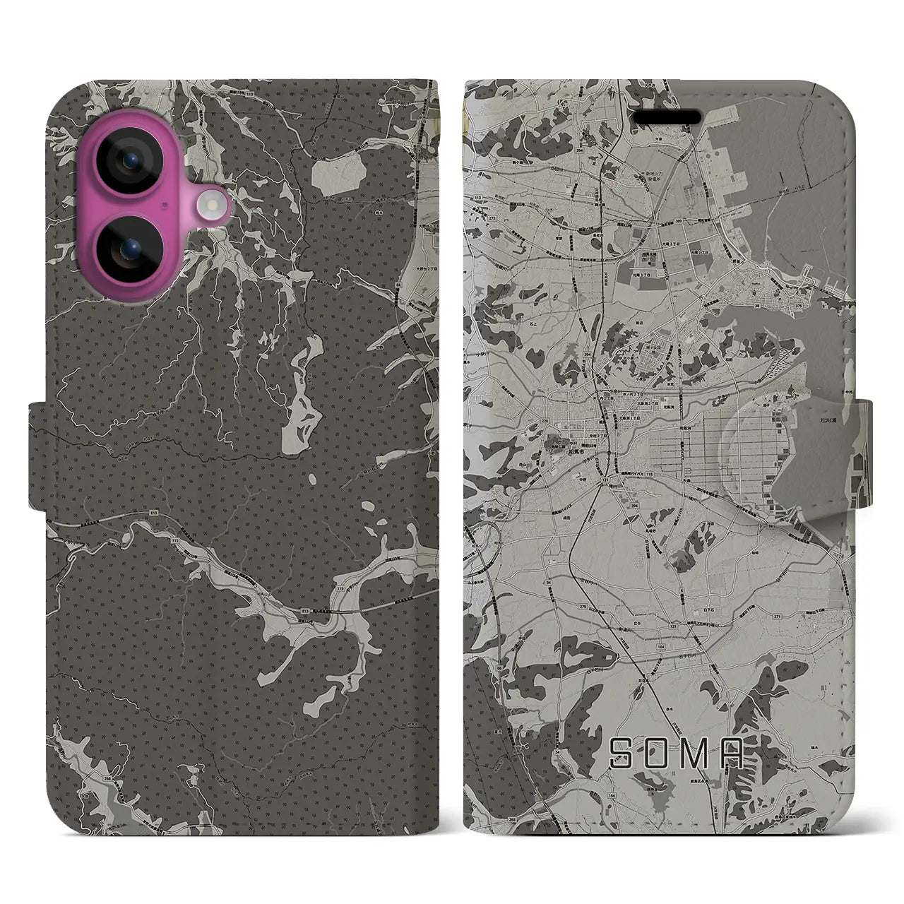 【相馬(福島県)】地図柄iPhoneケース(手帳タイプ)