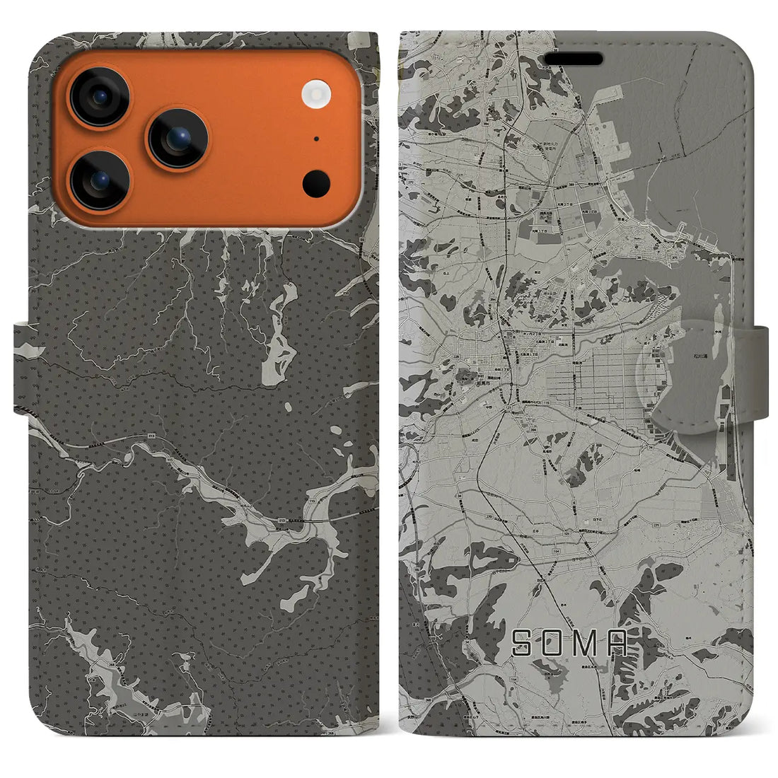 【相馬(福島県)】地図柄iPhoneケース(手帳タイプ)