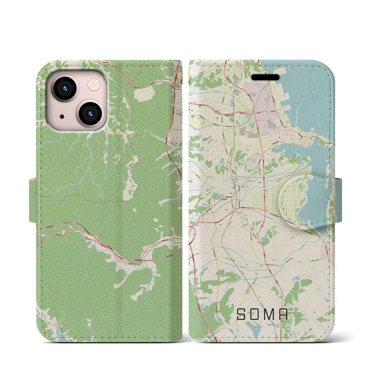 【相馬(福島県)】地図柄iPhoneケース(手帳タイプ)