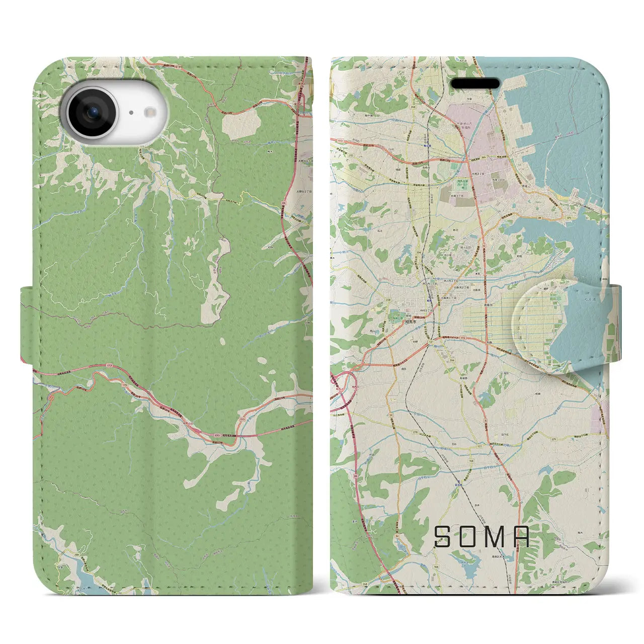 【相馬(福島県)】地図柄iPhoneケース(手帳タイプ)