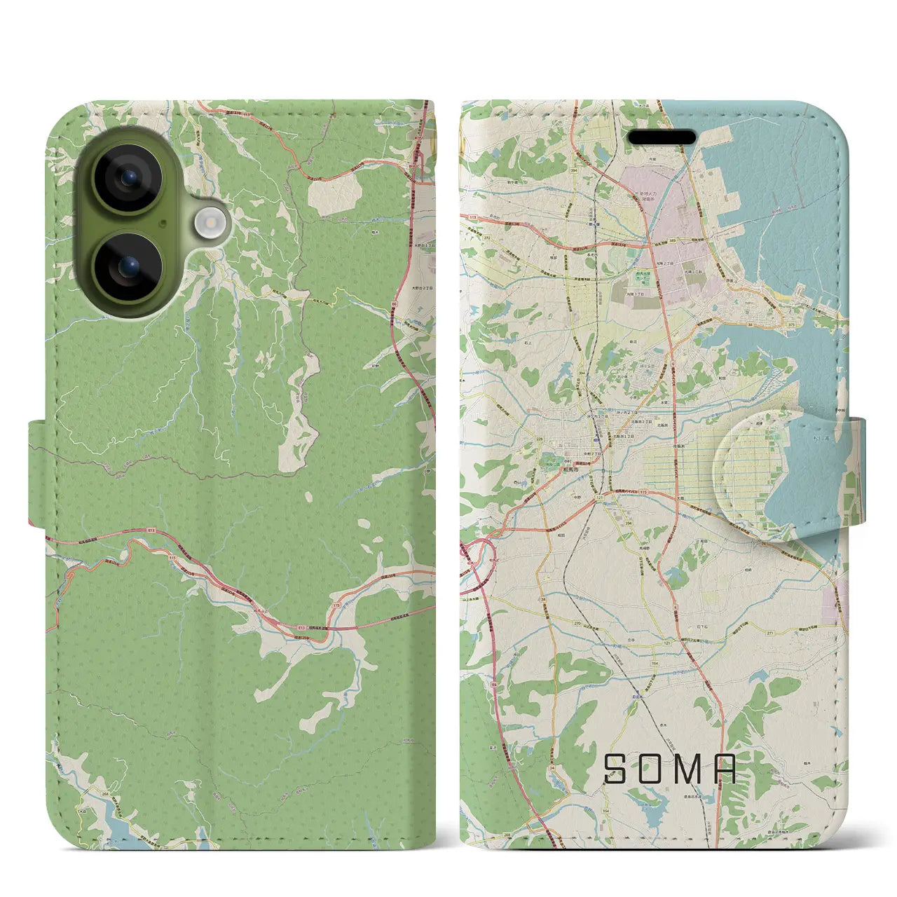 【相馬(福島県)】地図柄iPhoneケース(手帳タイプ)