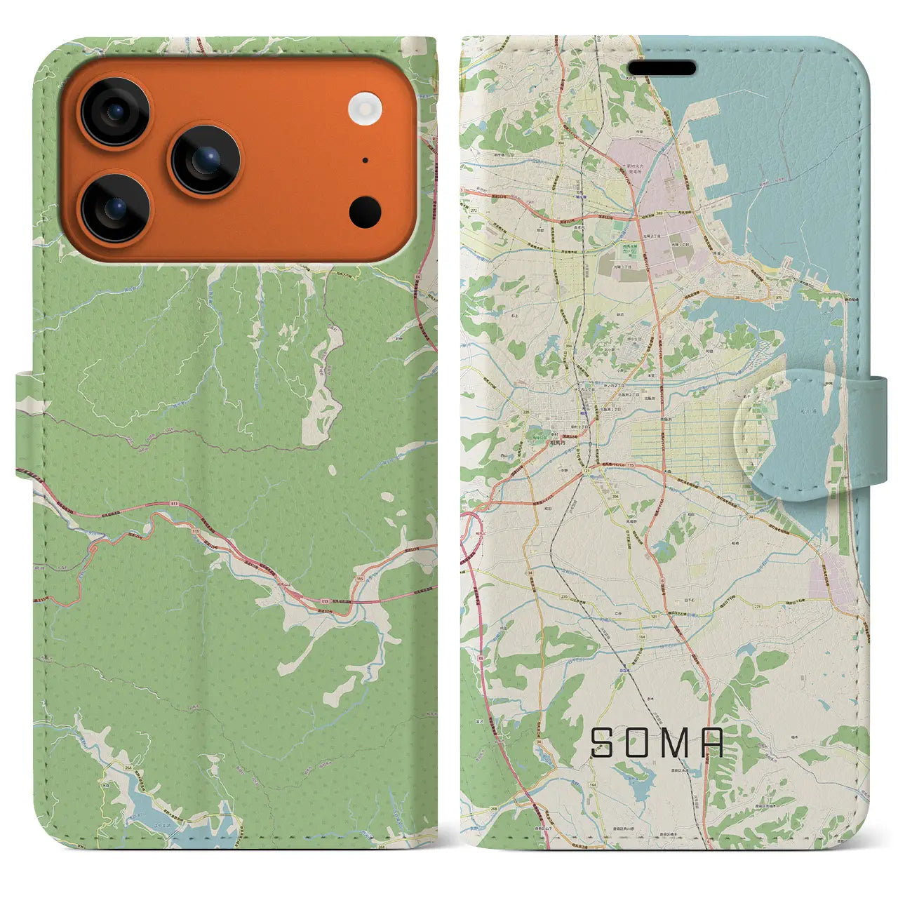 【相馬(福島県)】地図柄iPhoneケース(手帳タイプ)