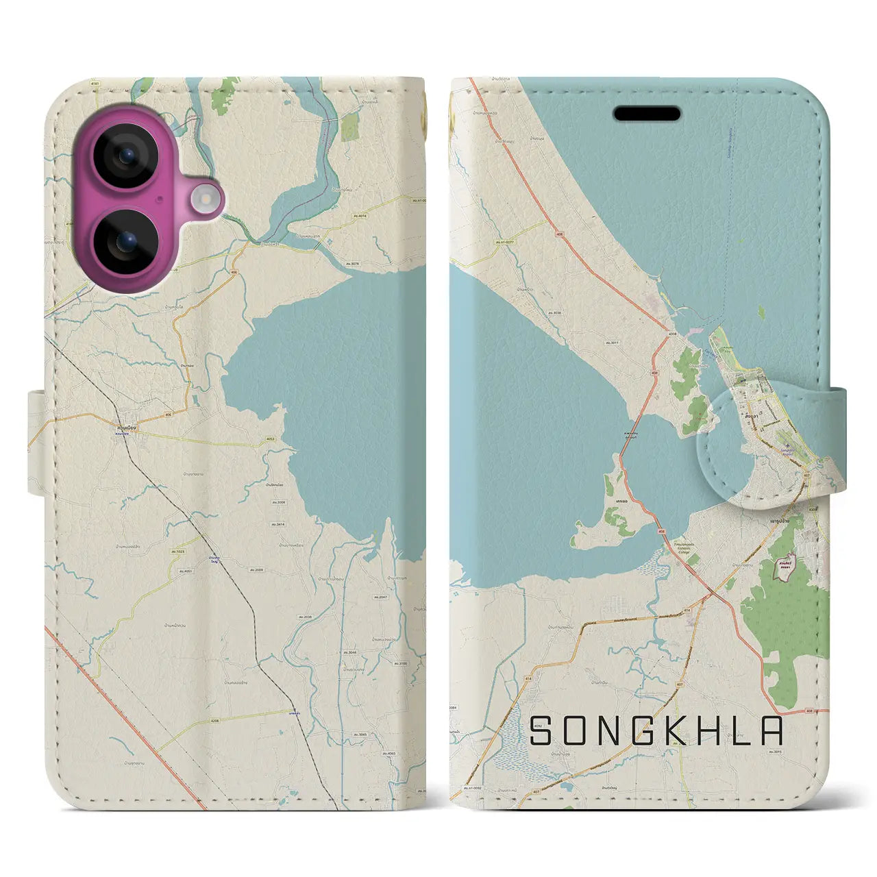 【ソンクラー(タイ)】地図柄iPhoneケース(手帳タイプ)