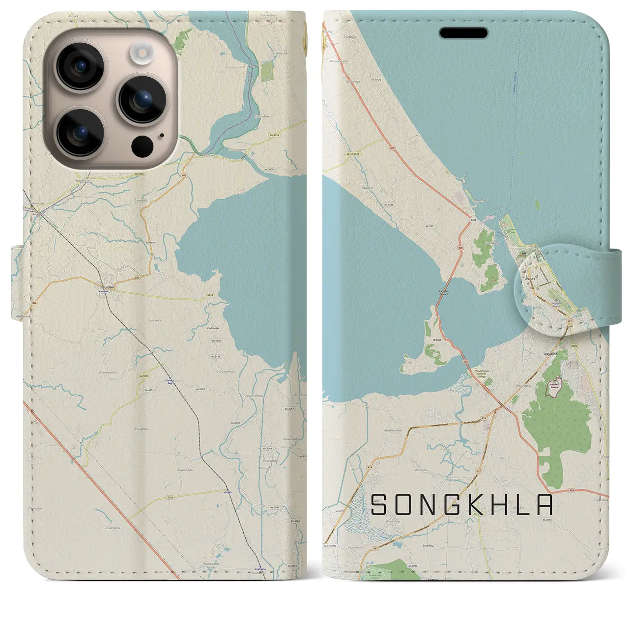 【ソンクラー(タイ)】地図柄iPhoneケース(手帳タイプ)ナチュラル・iPhone 16 Plus 用