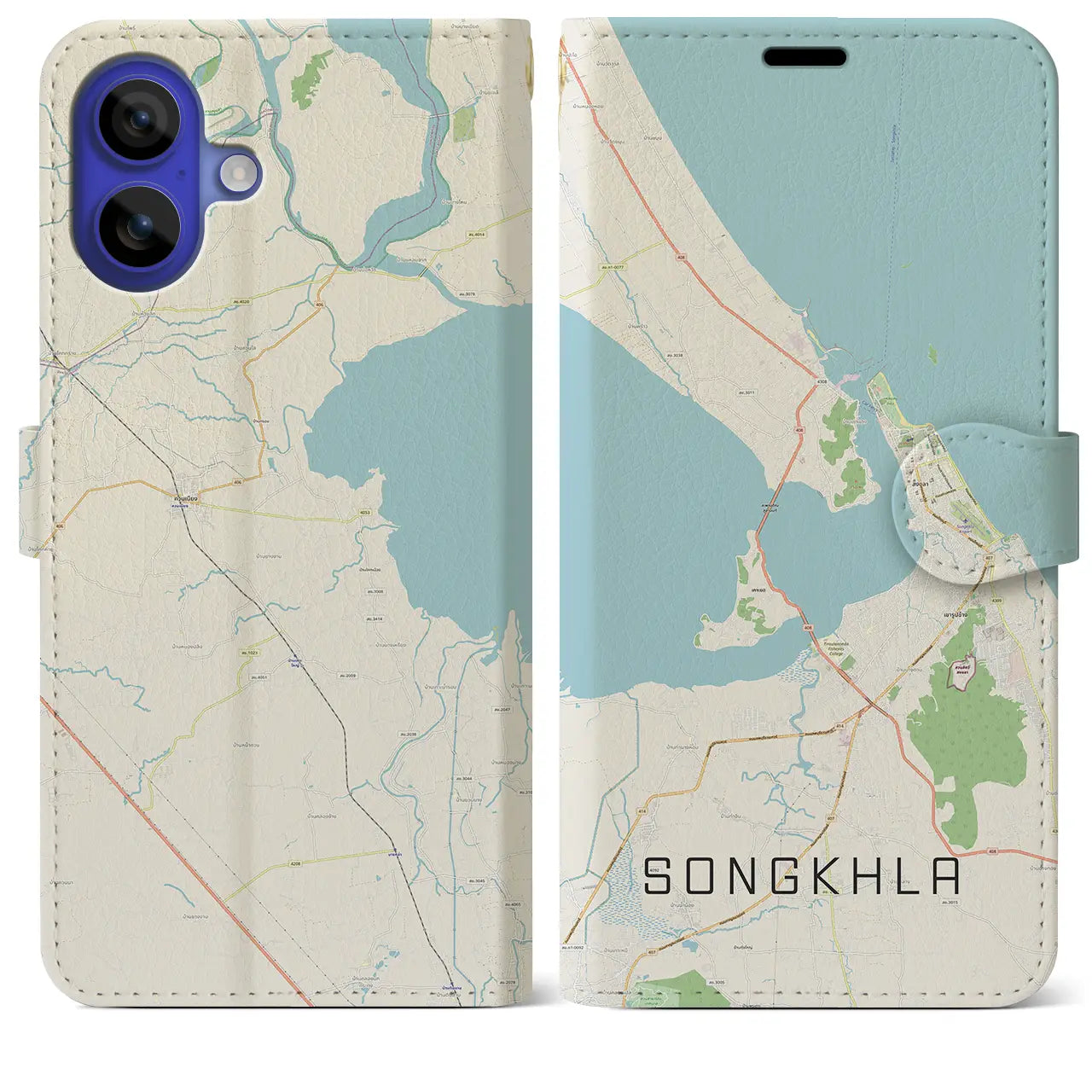 【ソンクラー(タイ)】地図柄iPhoneケース(手帳タイプ)ナチュラル・iPhone 16 Pro Max 用