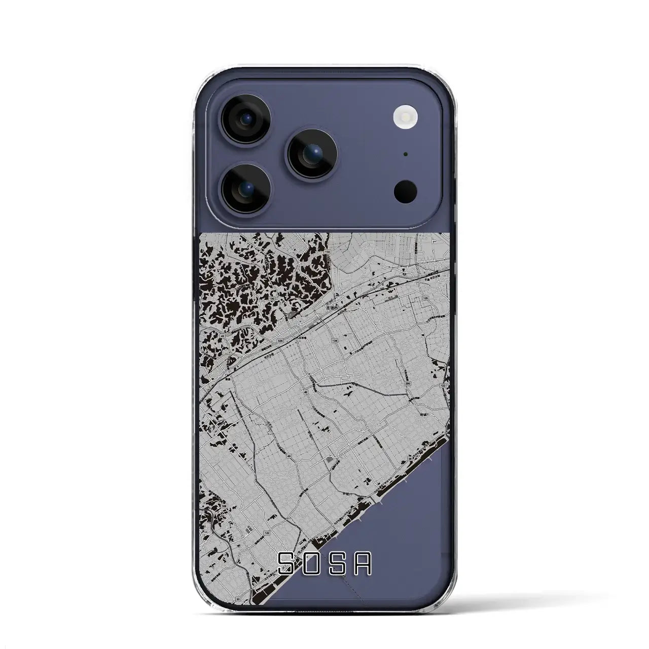 【匝瑳(千葉県)】地図柄iPhoneケース(クリアタイプ)モノトーン・iPhone 17 Pro Max 用