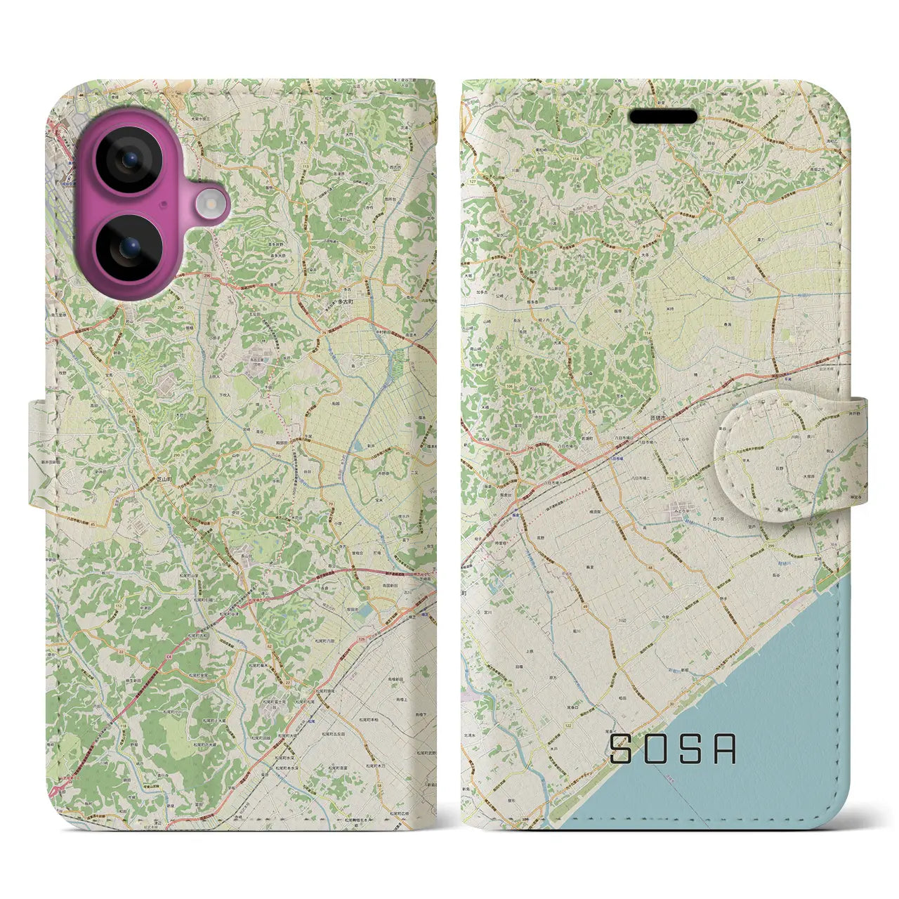 【匝瑳(千葉県)】地図柄iPhoneケース(手帳タイプ)