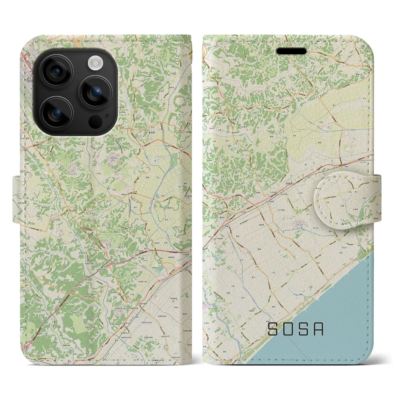 【匝瑳(千葉県)】地図柄iPhoneケース(手帳タイプ)ナチュラル・iPhone 16 用