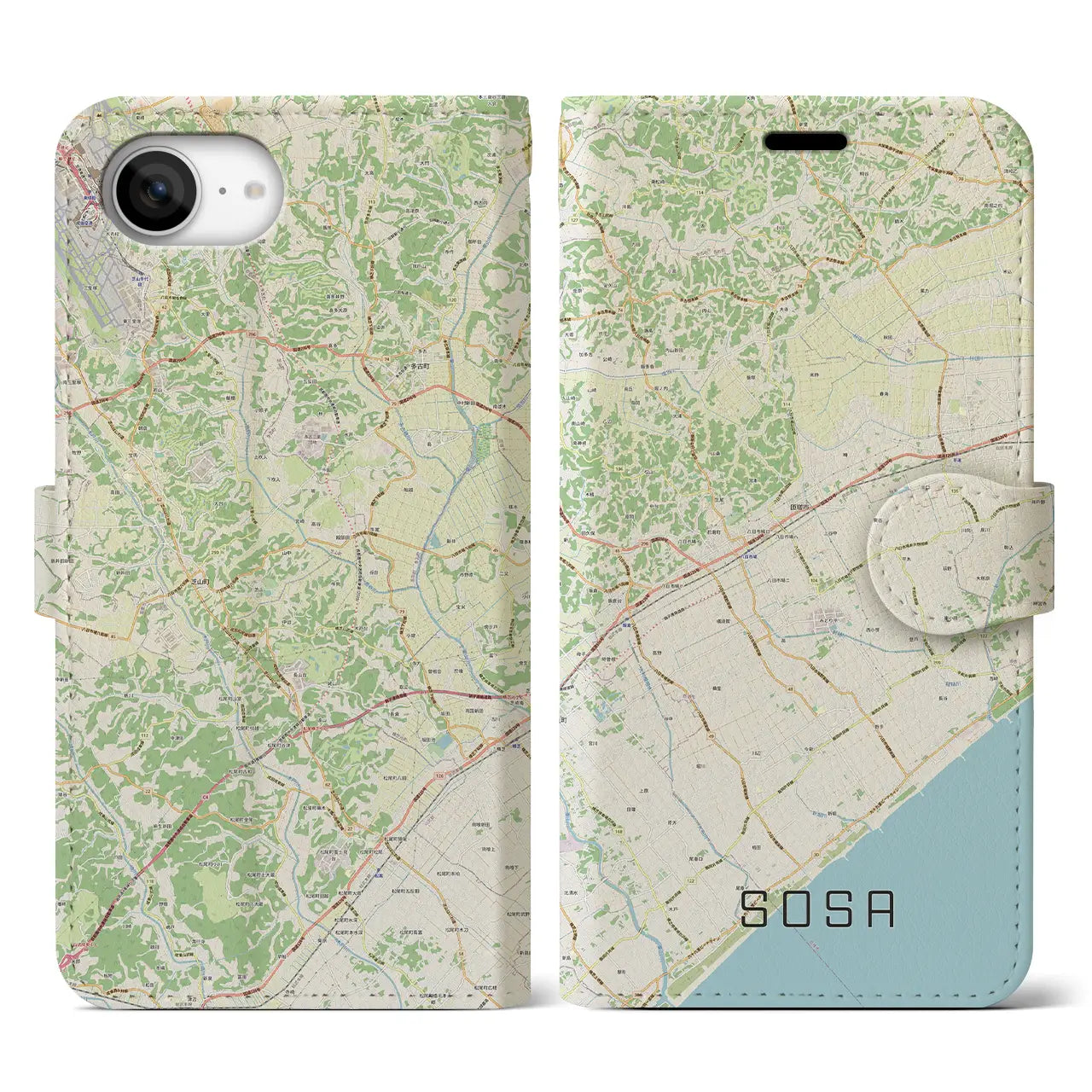 【匝瑳(千葉県)】地図柄iPhoneケース(手帳タイプ)