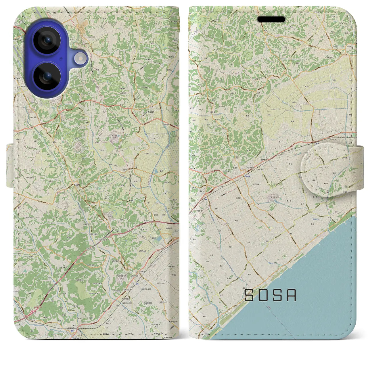 【匝瑳(千葉県)】地図柄iPhoneケース(手帳タイプ)ナチュラル・iPhone 16 Pro Max 用